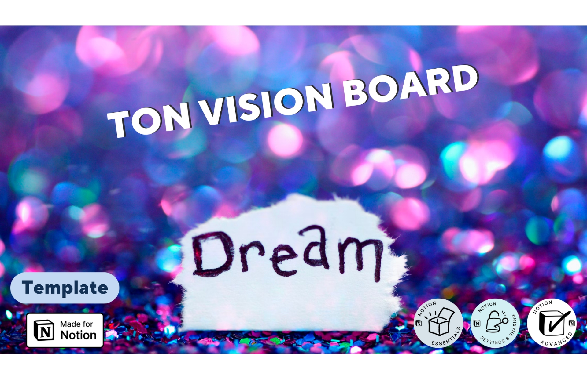 Ce template de vision board va te permettre de créer ton vision board en te donnant au passage un peu d’inspiration