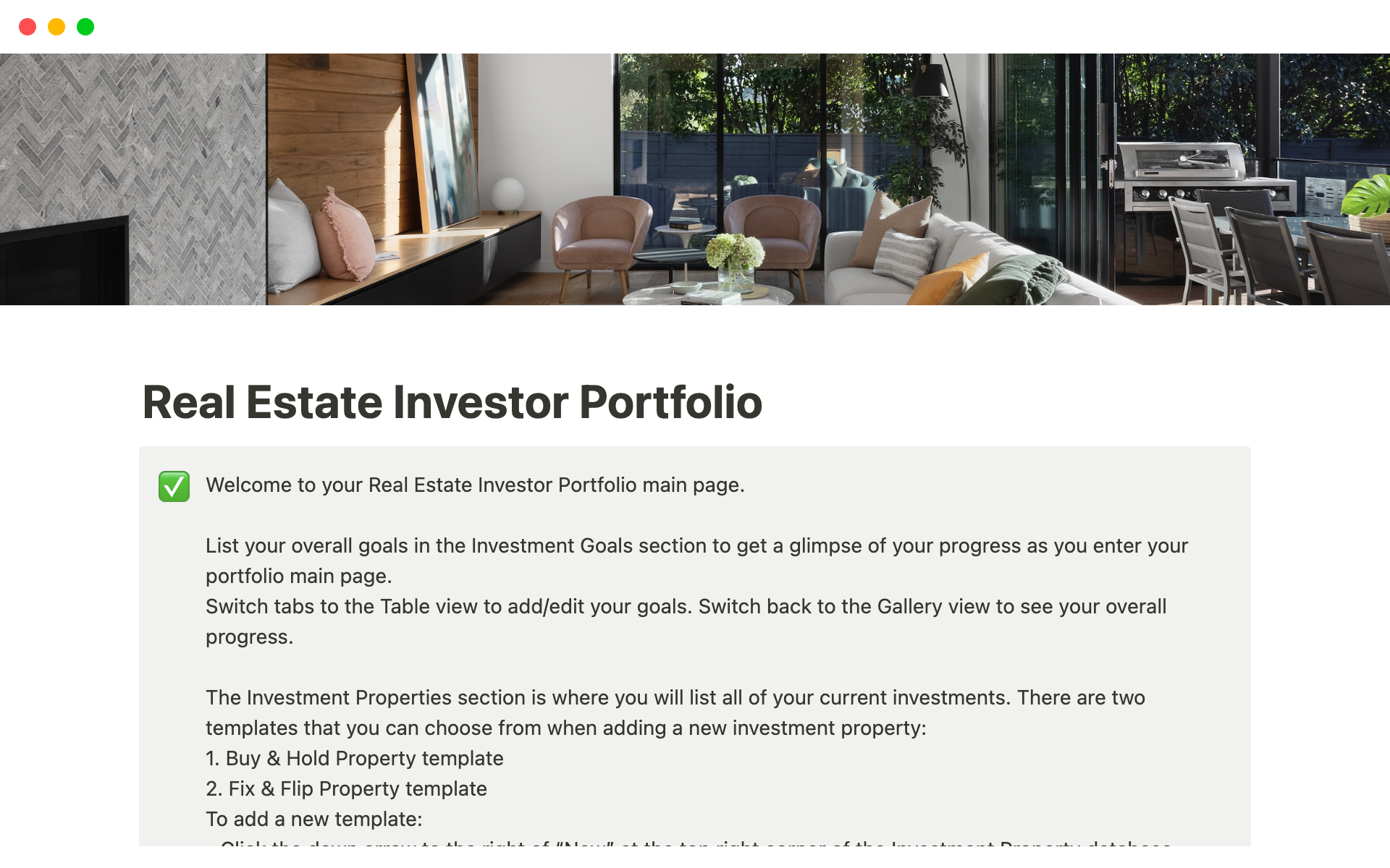 A template preview for Real Estate Investor Portfolio