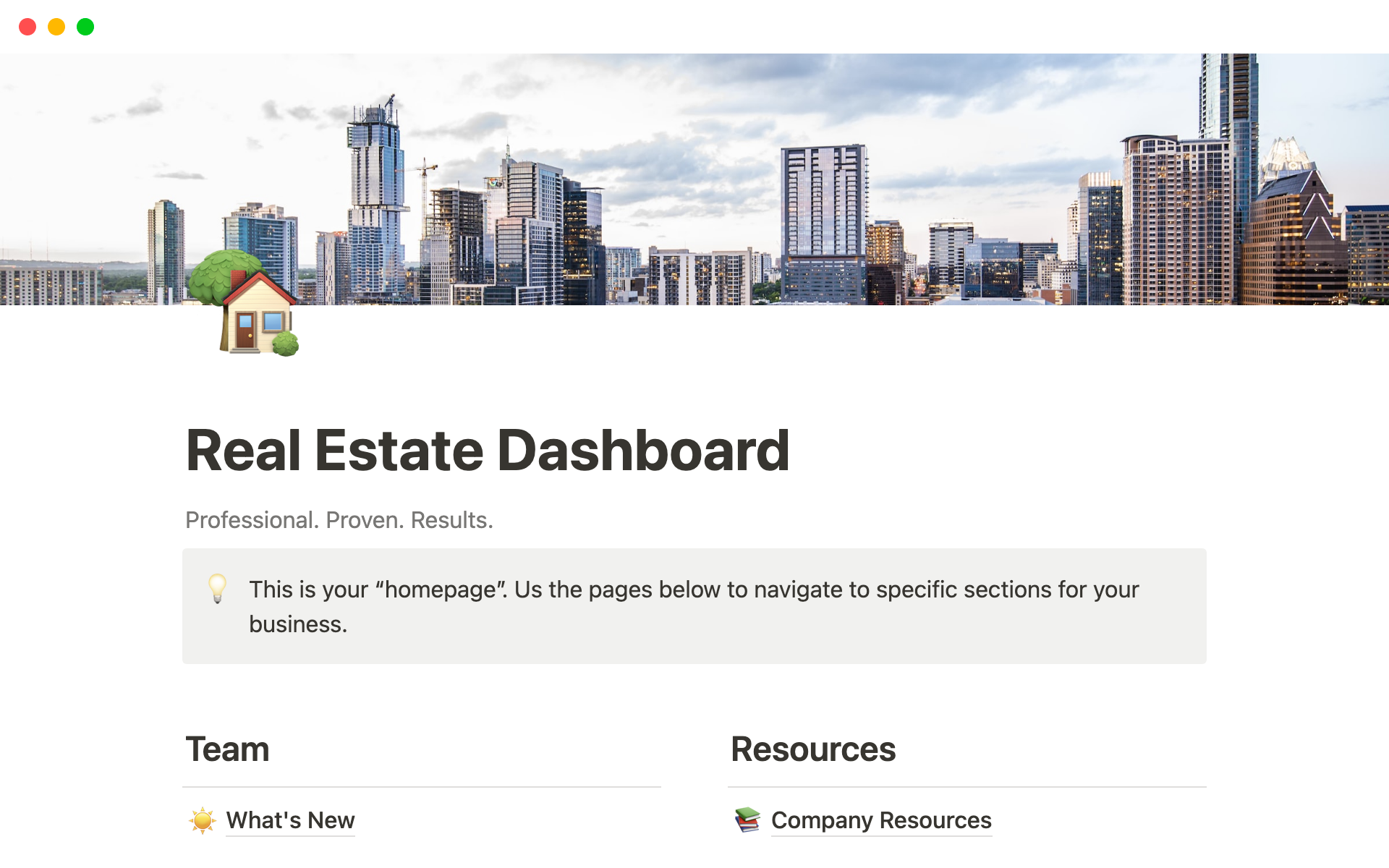 Real Estate Dashboardのテンプレートのプレビュー