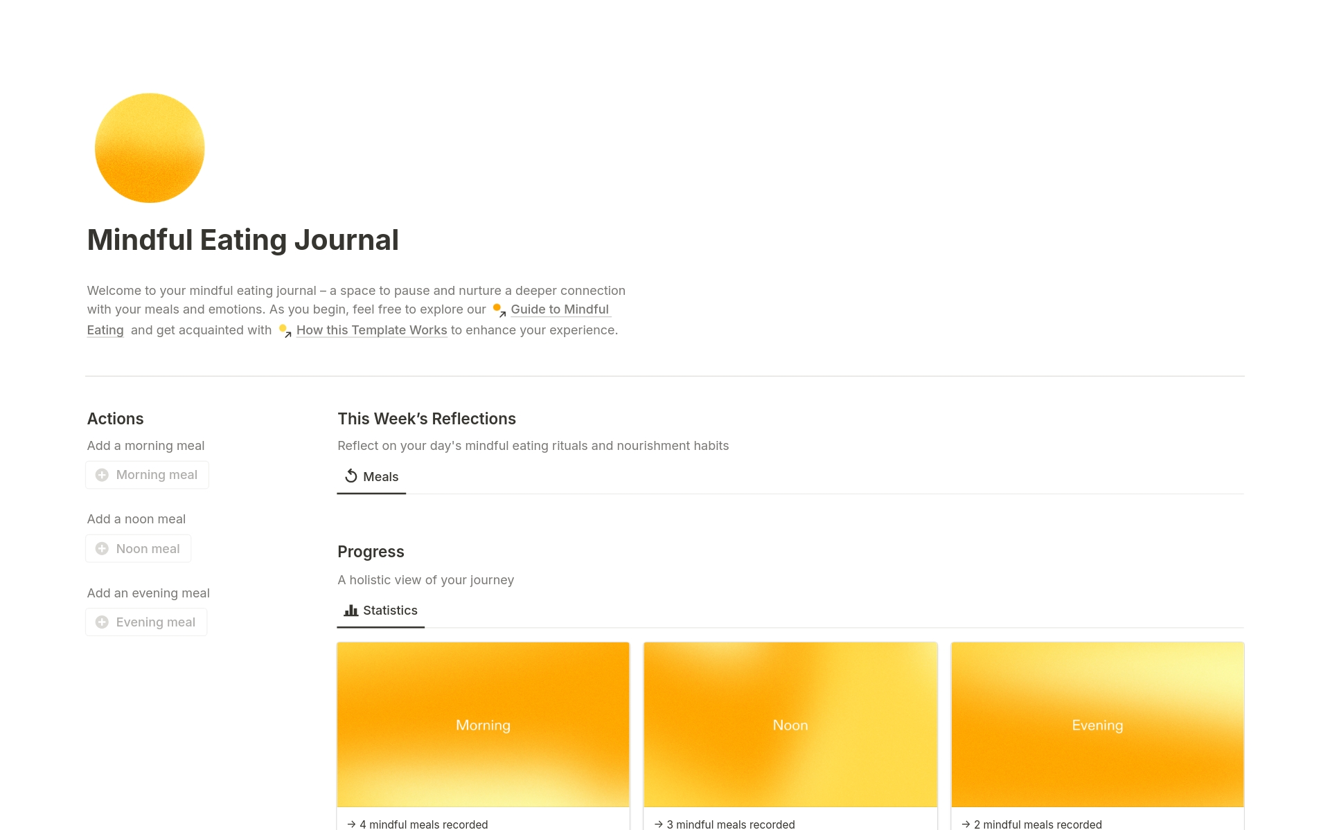 A template preview for Mindful Eating Journal