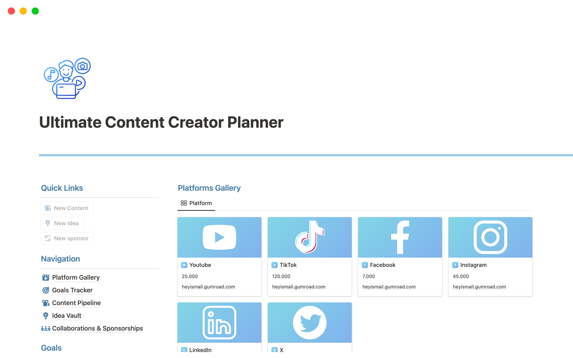 A template preview for Ultimate Content Creator Planner 