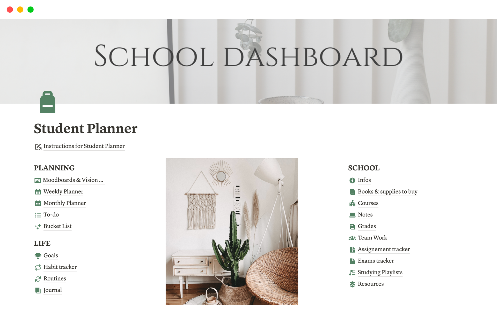A template preview for Student Planner 