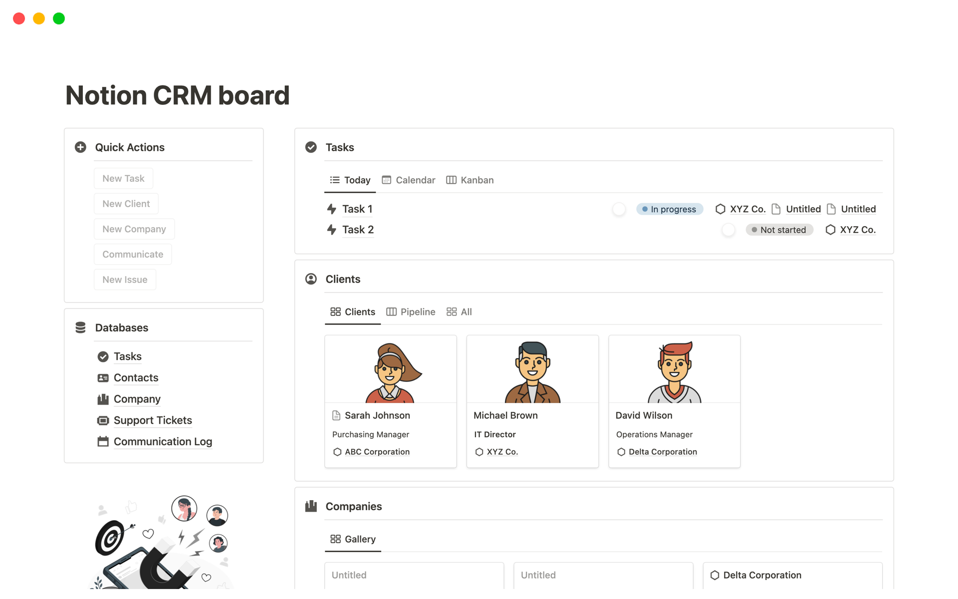 A template preview for CRM board