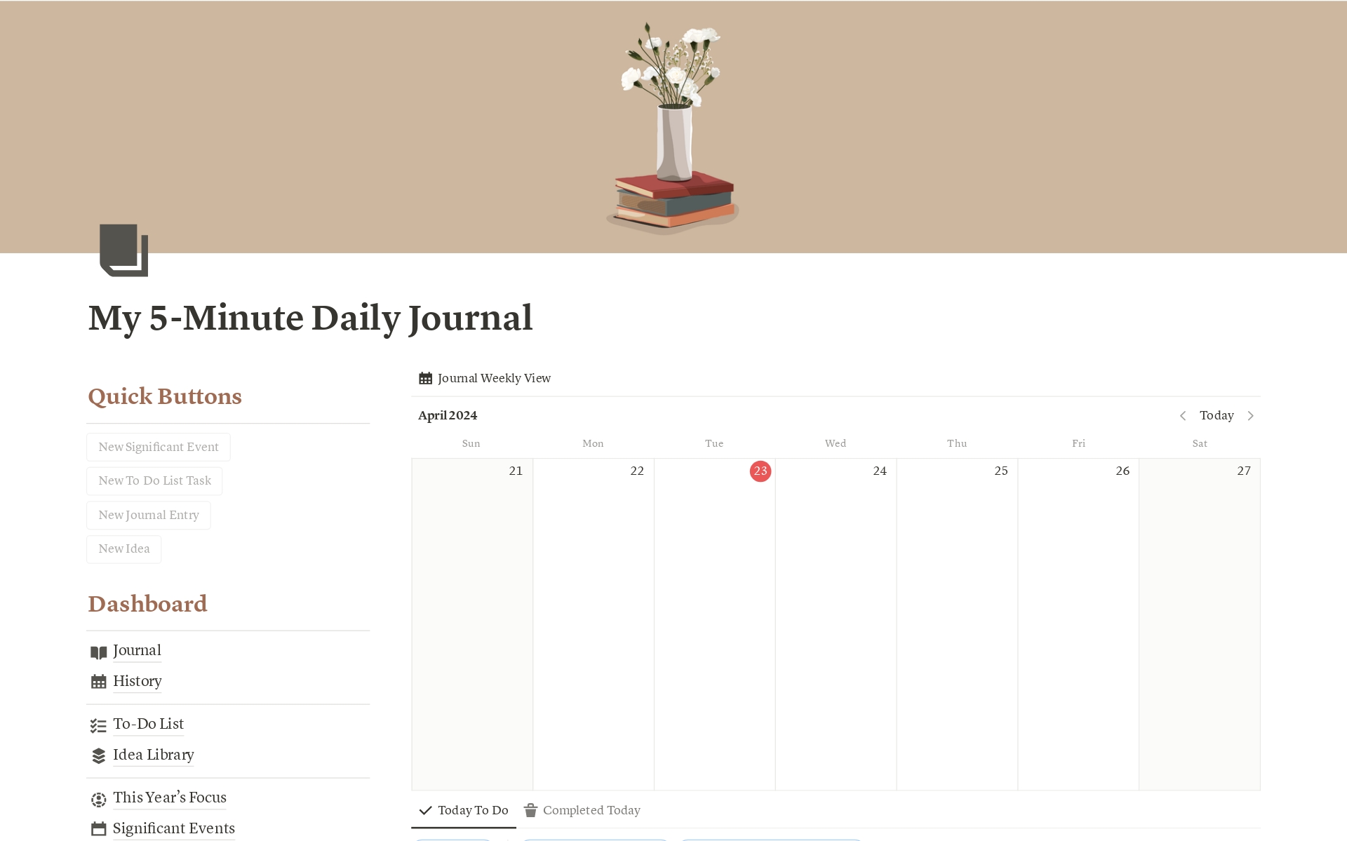 A template preview for My 5-Minute Daily Journal