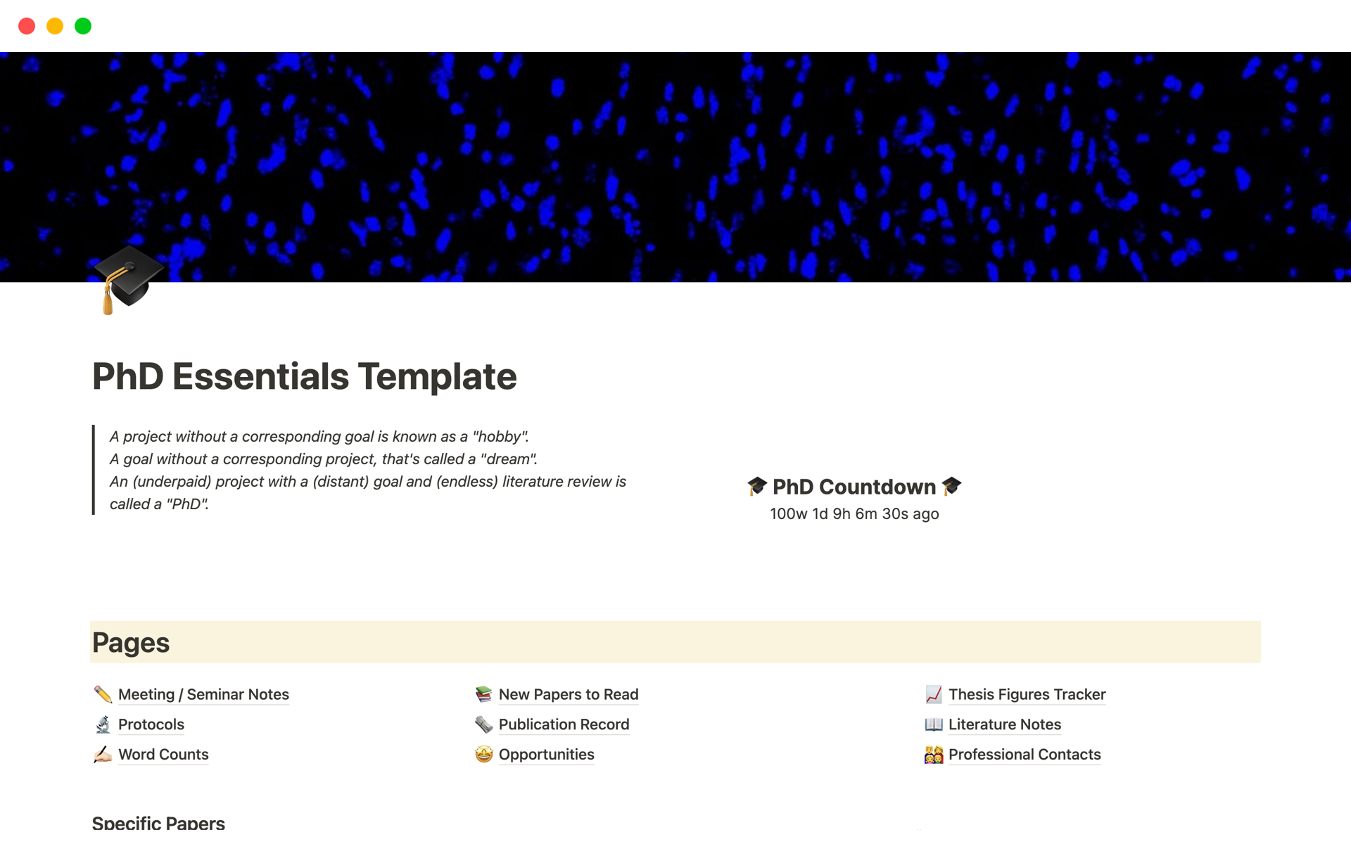 A template preview for PhD Essentials Template