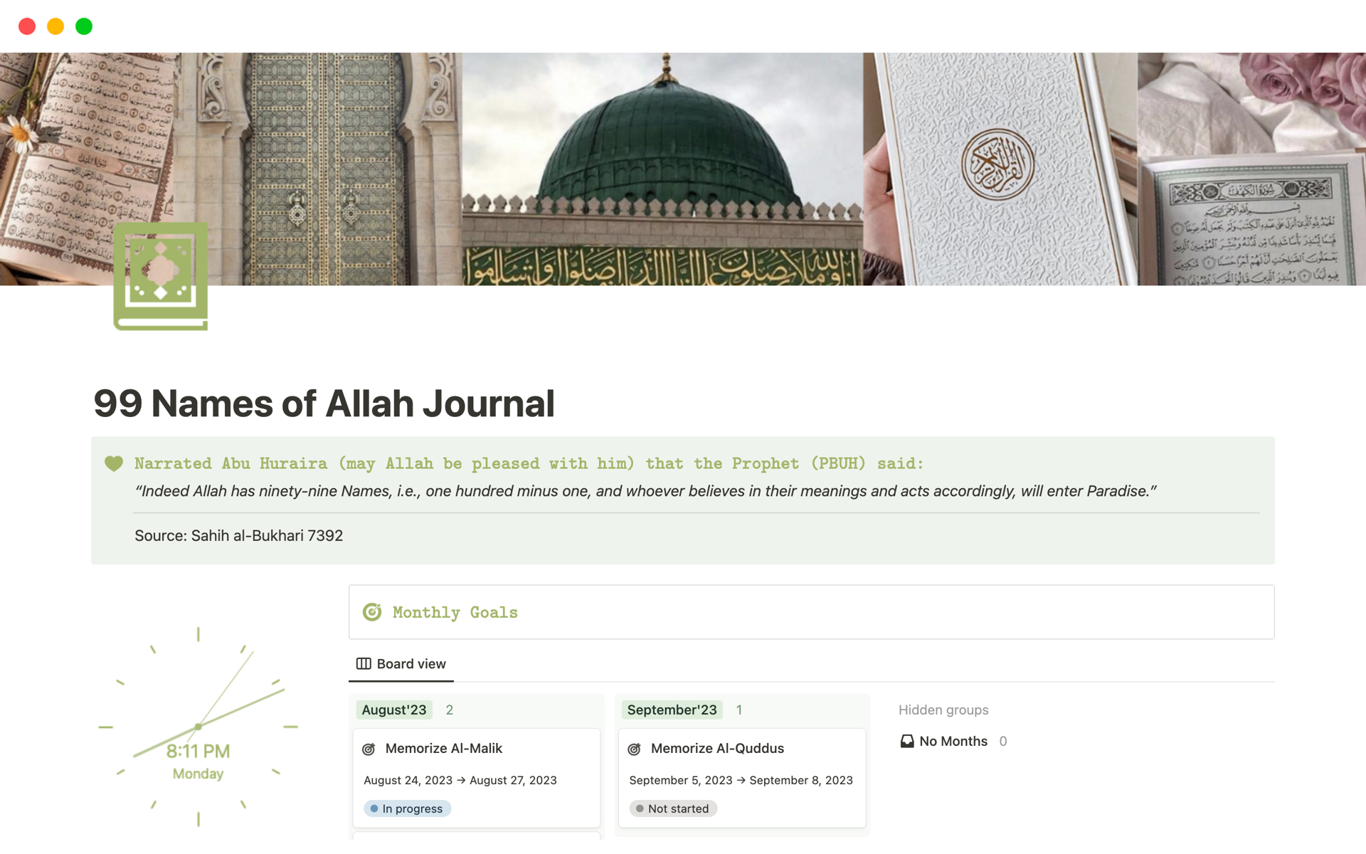 99 Names of Allah Journalのテンプレートのプレビュー