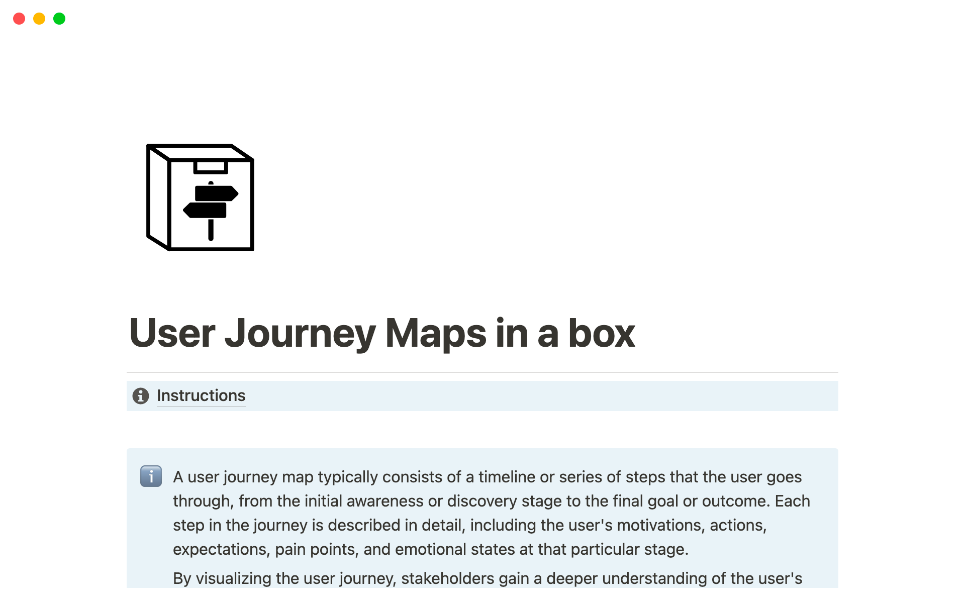 User Journey Maps in a box Template - Desktop 
