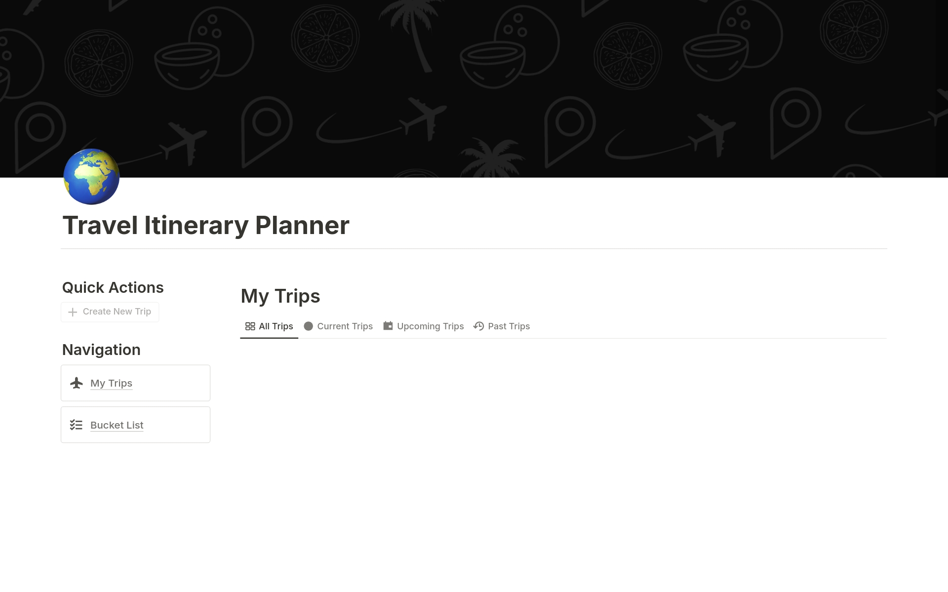 Travel Itinerary Plannerのテンプレートのプレビュー