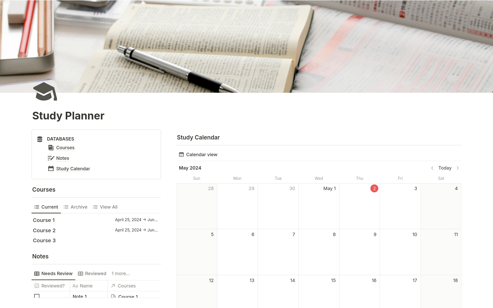 A template preview for Workshop: Build a Study Planner