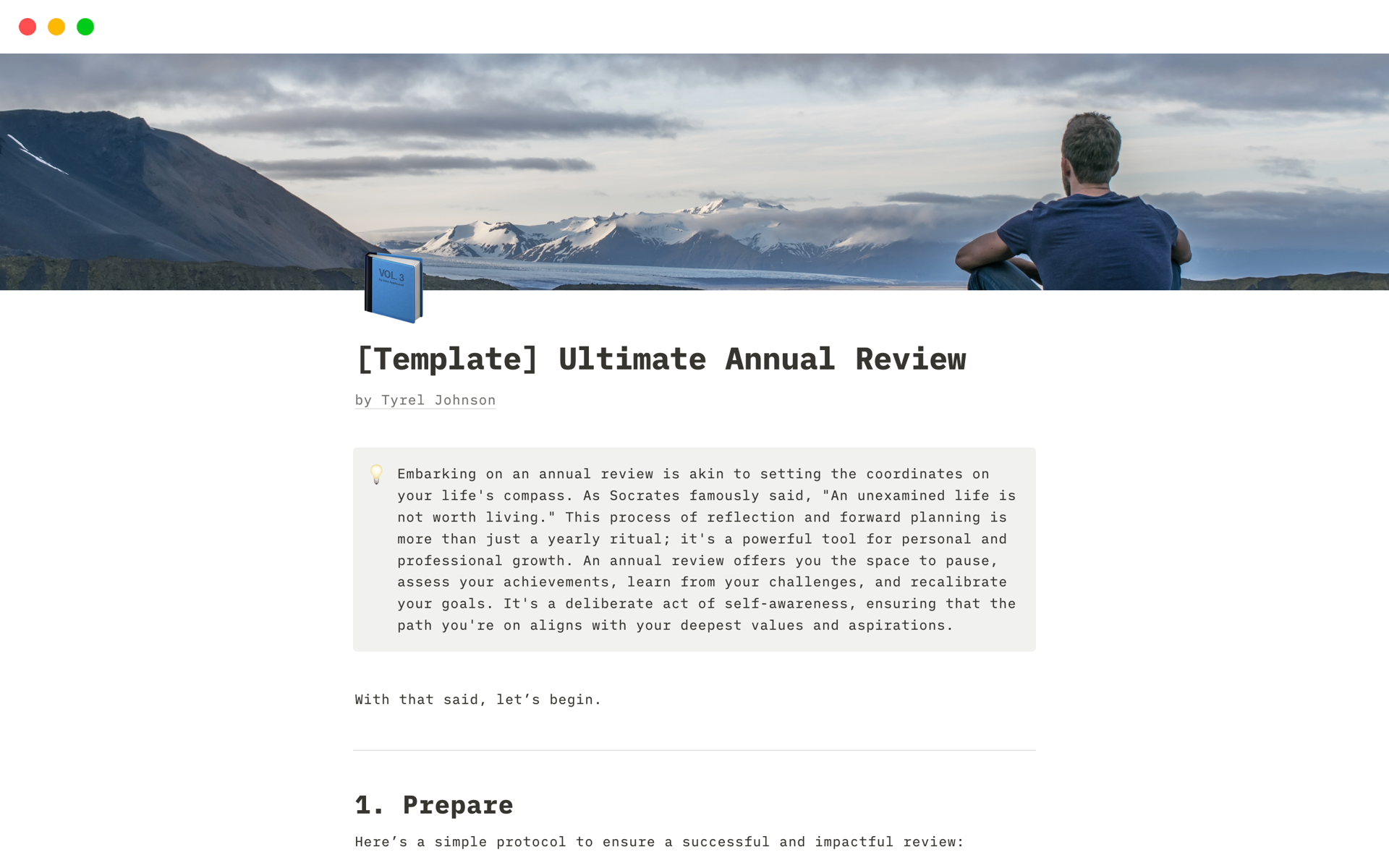 Eine Vorlagenvorschau für Ultimate Annual Review