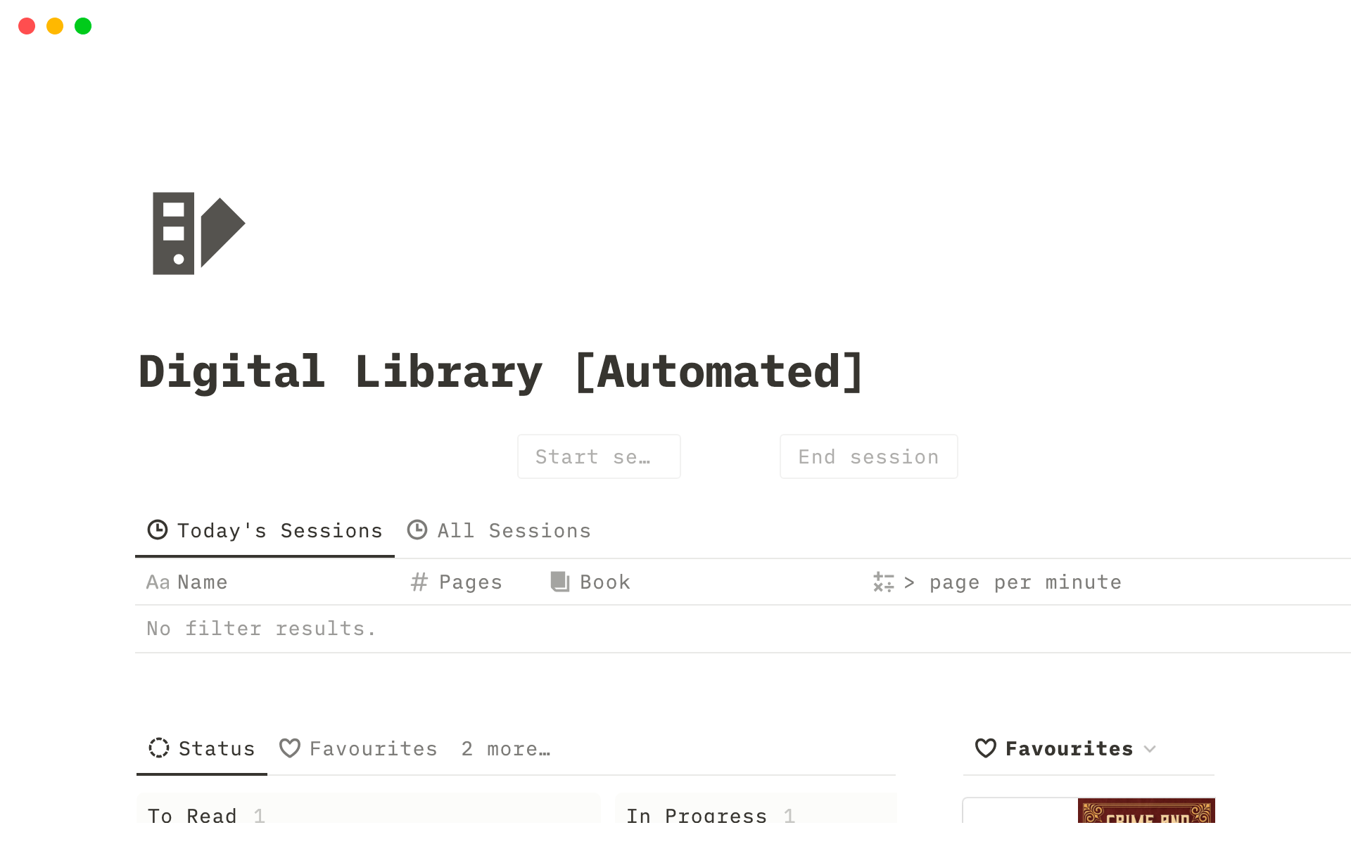 Eine Vorlagenvorschau für Automated Digital Library
