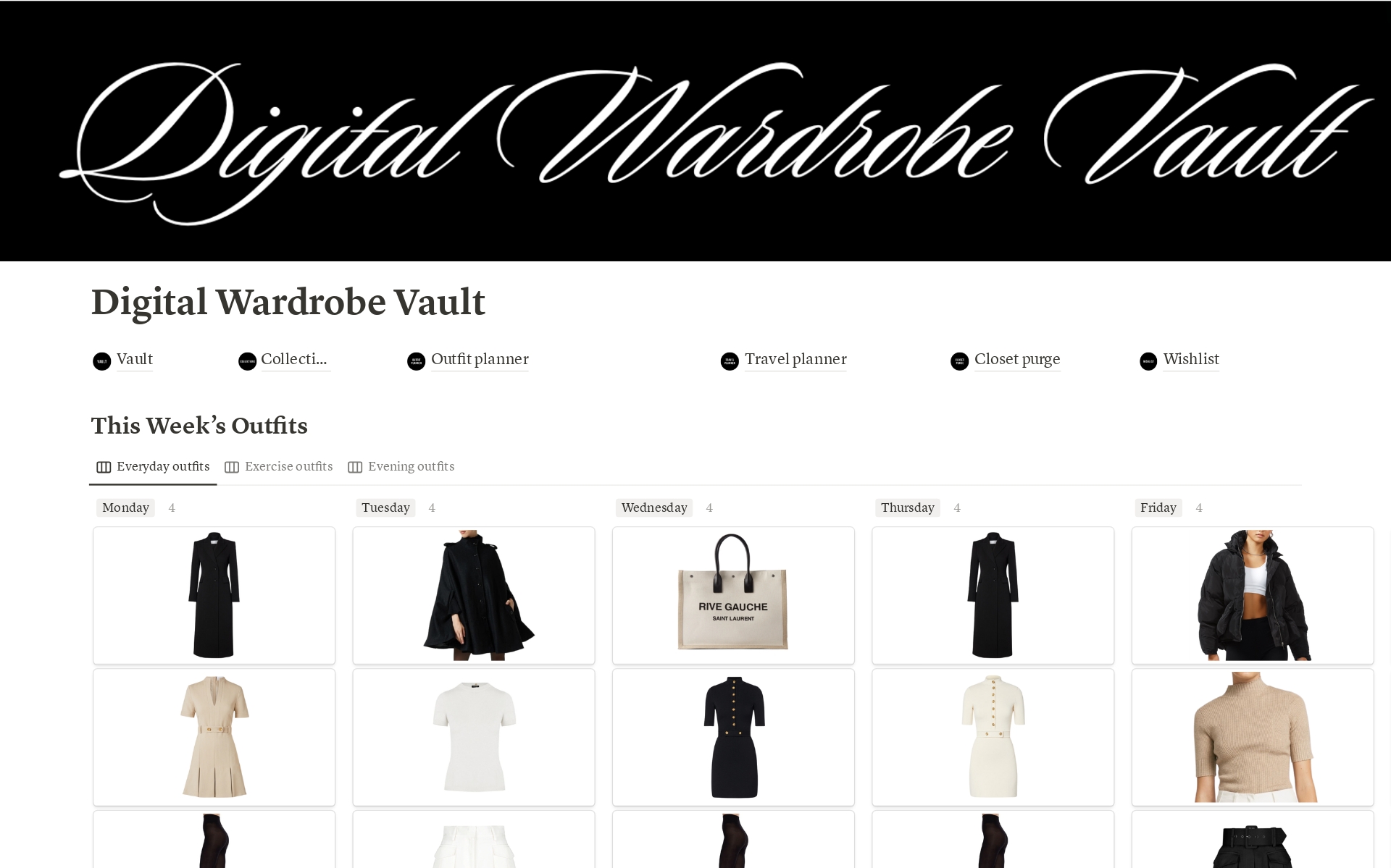 A template preview for Digital Wardrobe Vault 