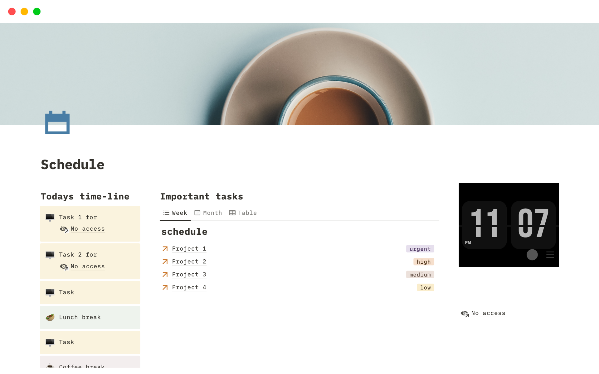 Designed to streamline your daily, weekly, and monthly planning, this template provides a comprehensive view of your tasks, projects, and appointments.