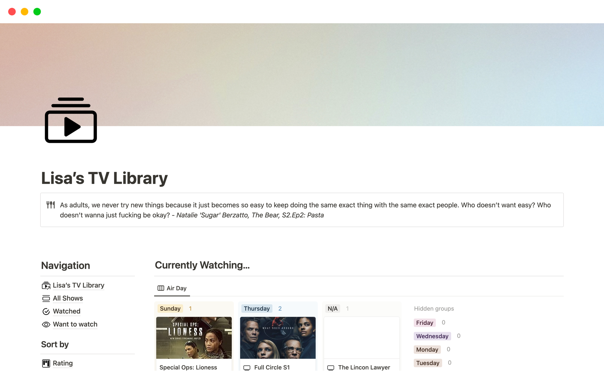 A template preview for TV Library Template