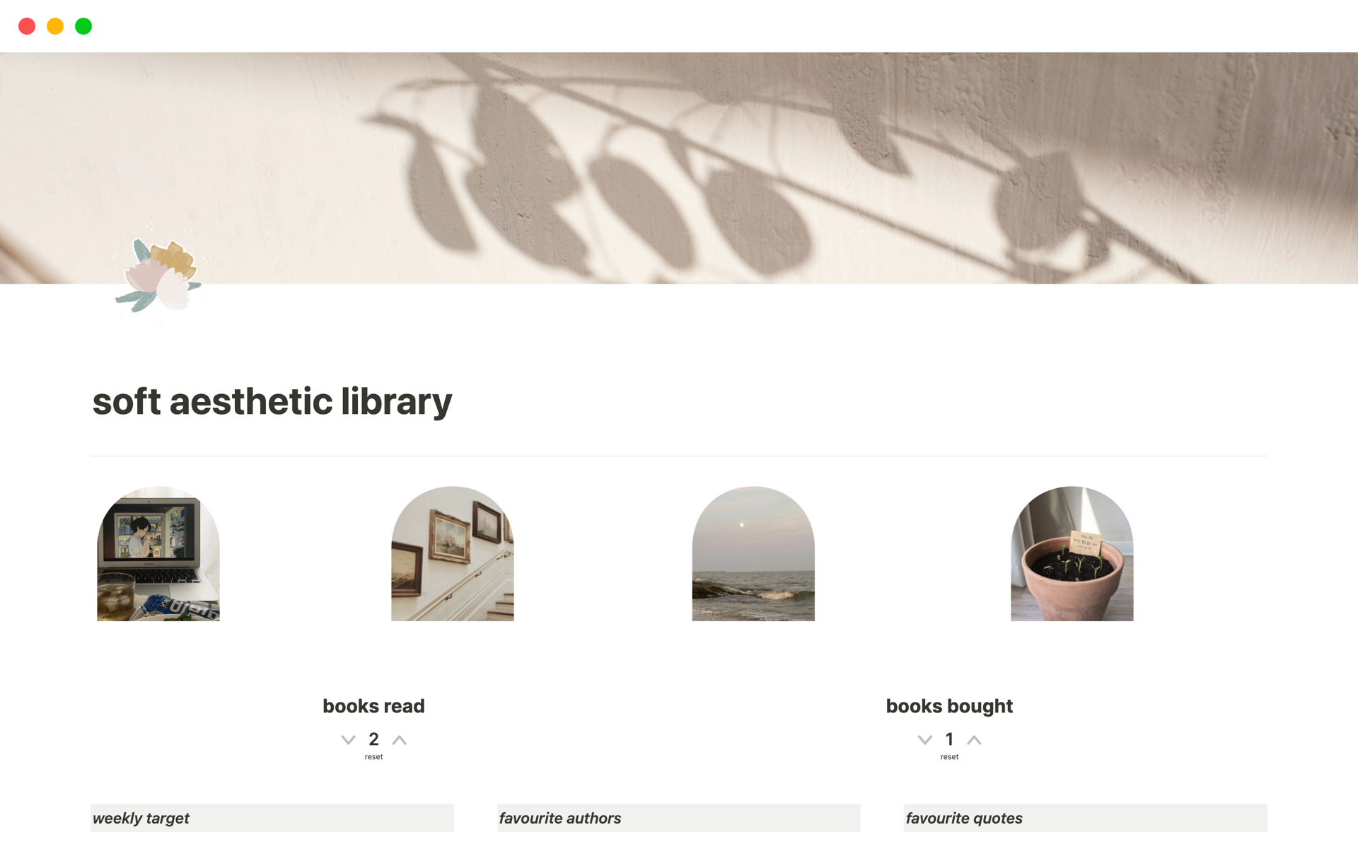Vista previa de una plantilla para soft aesthetic library