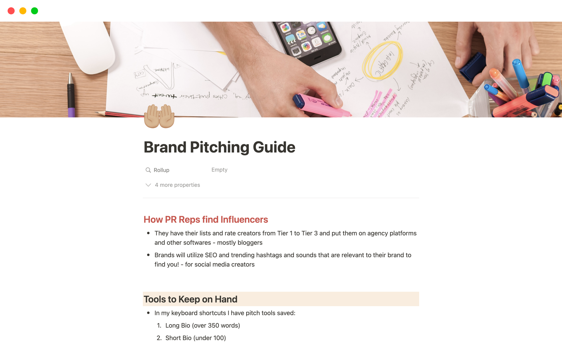 Vista previa de una plantilla para Brand Pitching Guide