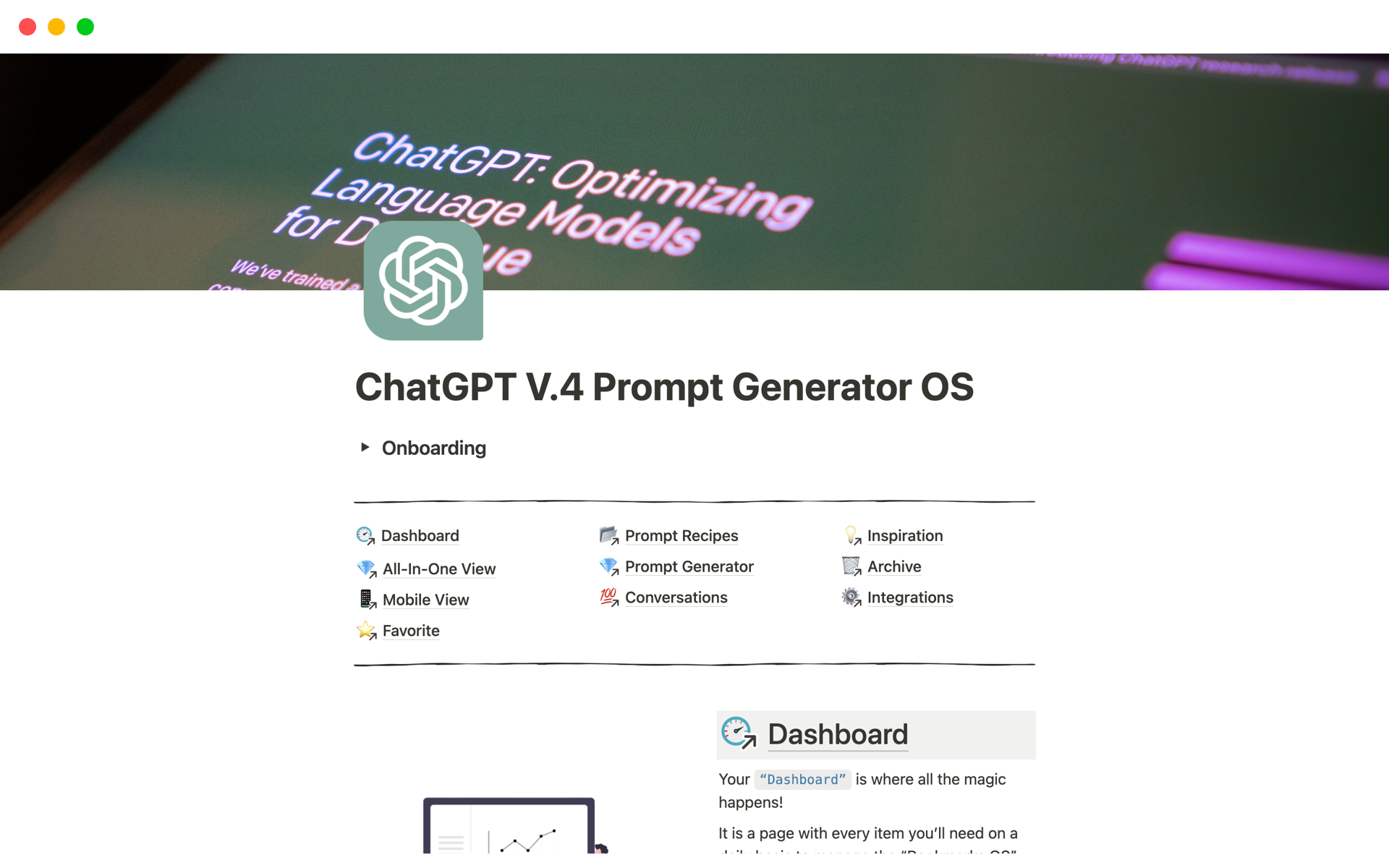 Vista previa de plantilla para ChatGPT Prompt Generator OS
