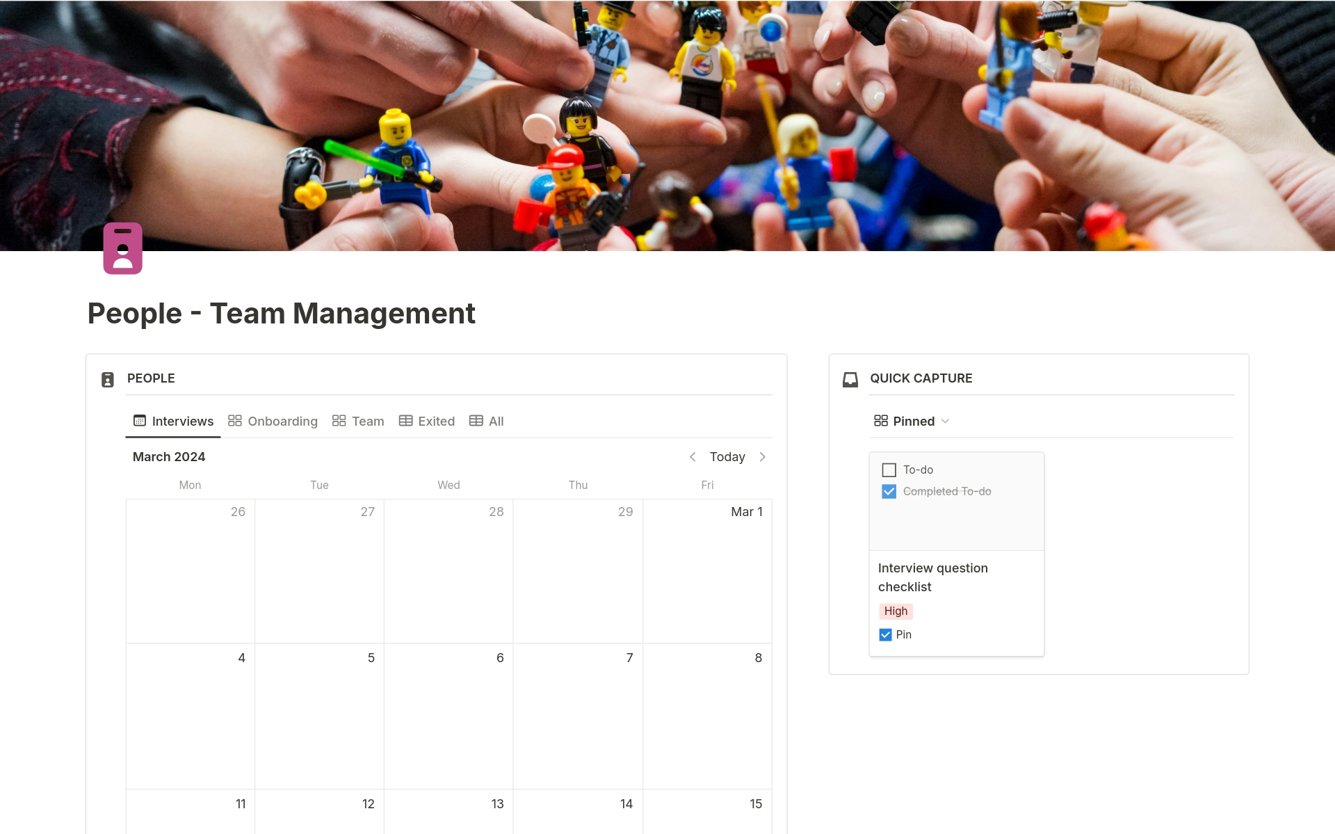 Vista previa de plantilla para People - Team Management