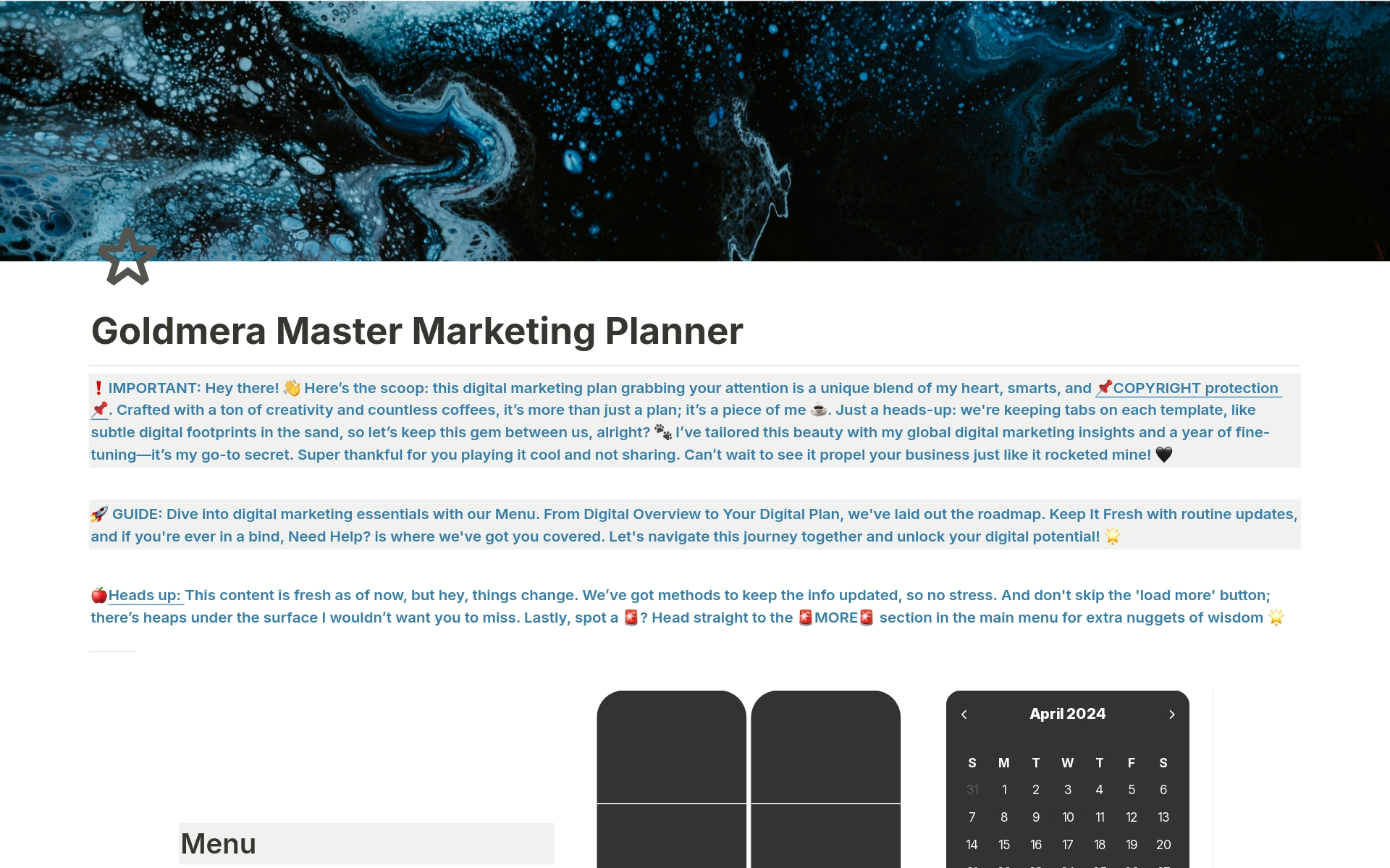 Eine Vorlagenvorschau für Digital Marketing Planner