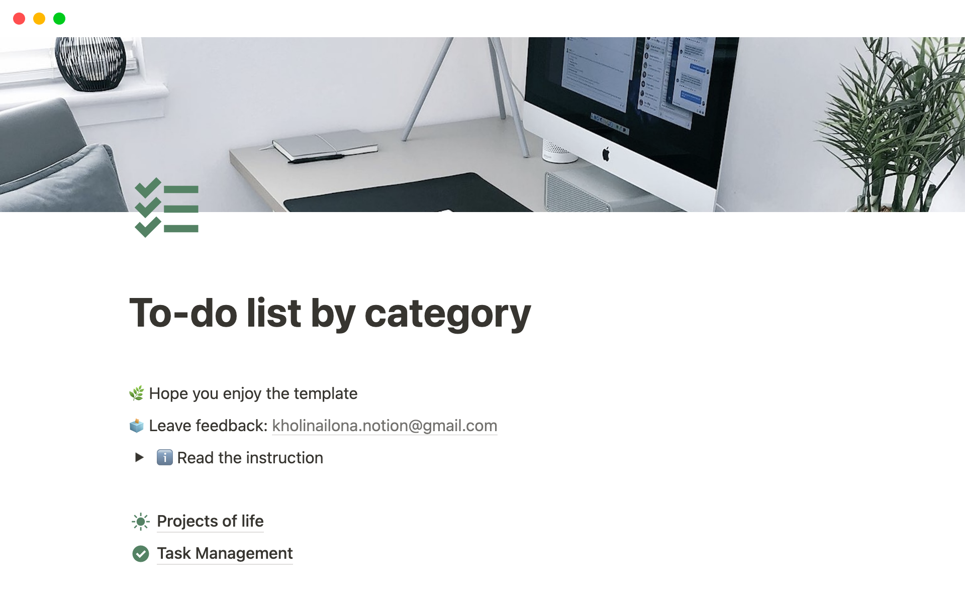 A template preview for To-do list by category
