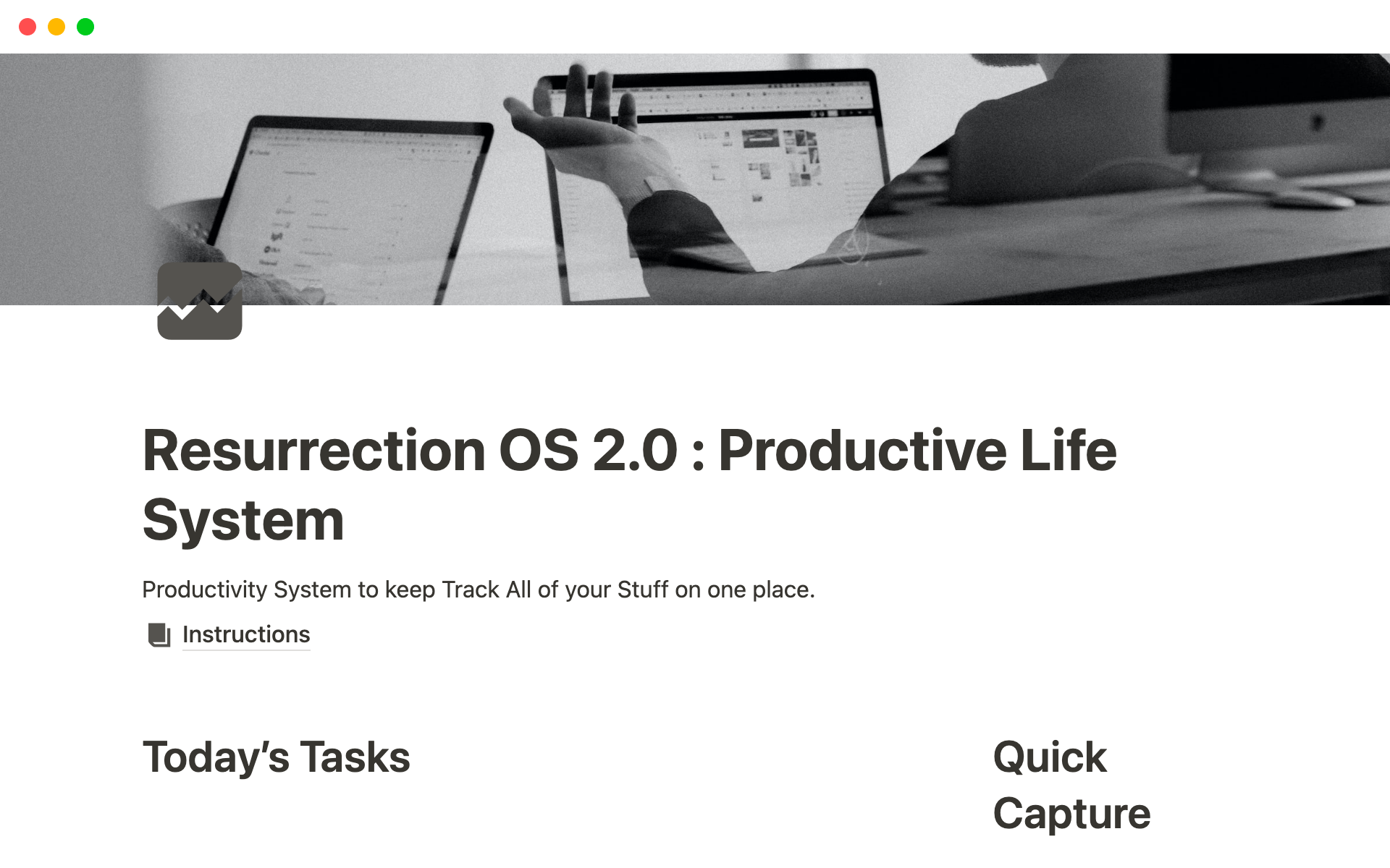 A template preview for Resurrection OS: Your Second Brain