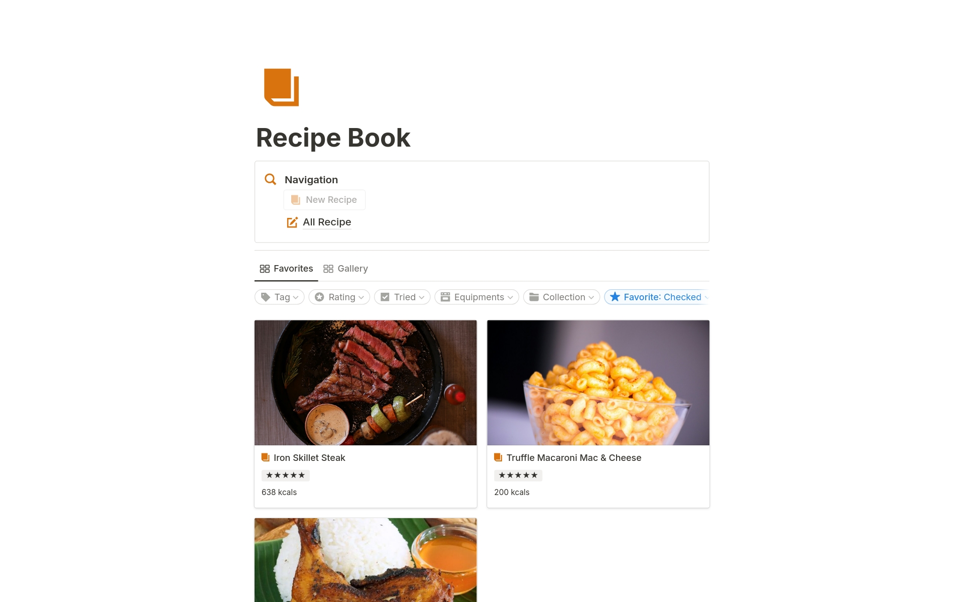 A template preview for Recipe Book
