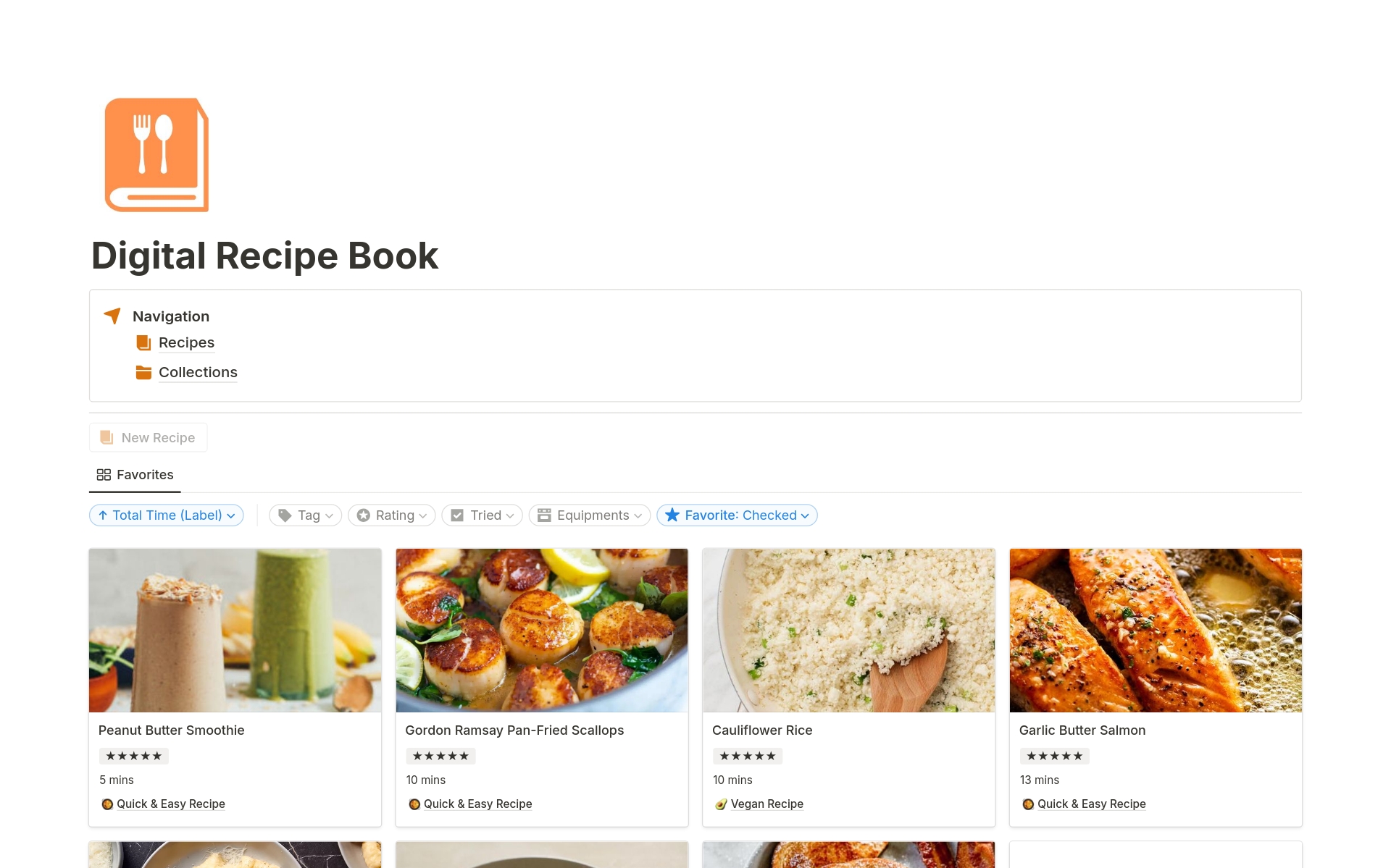 A template preview for Recipe Book | Cookbook Collection