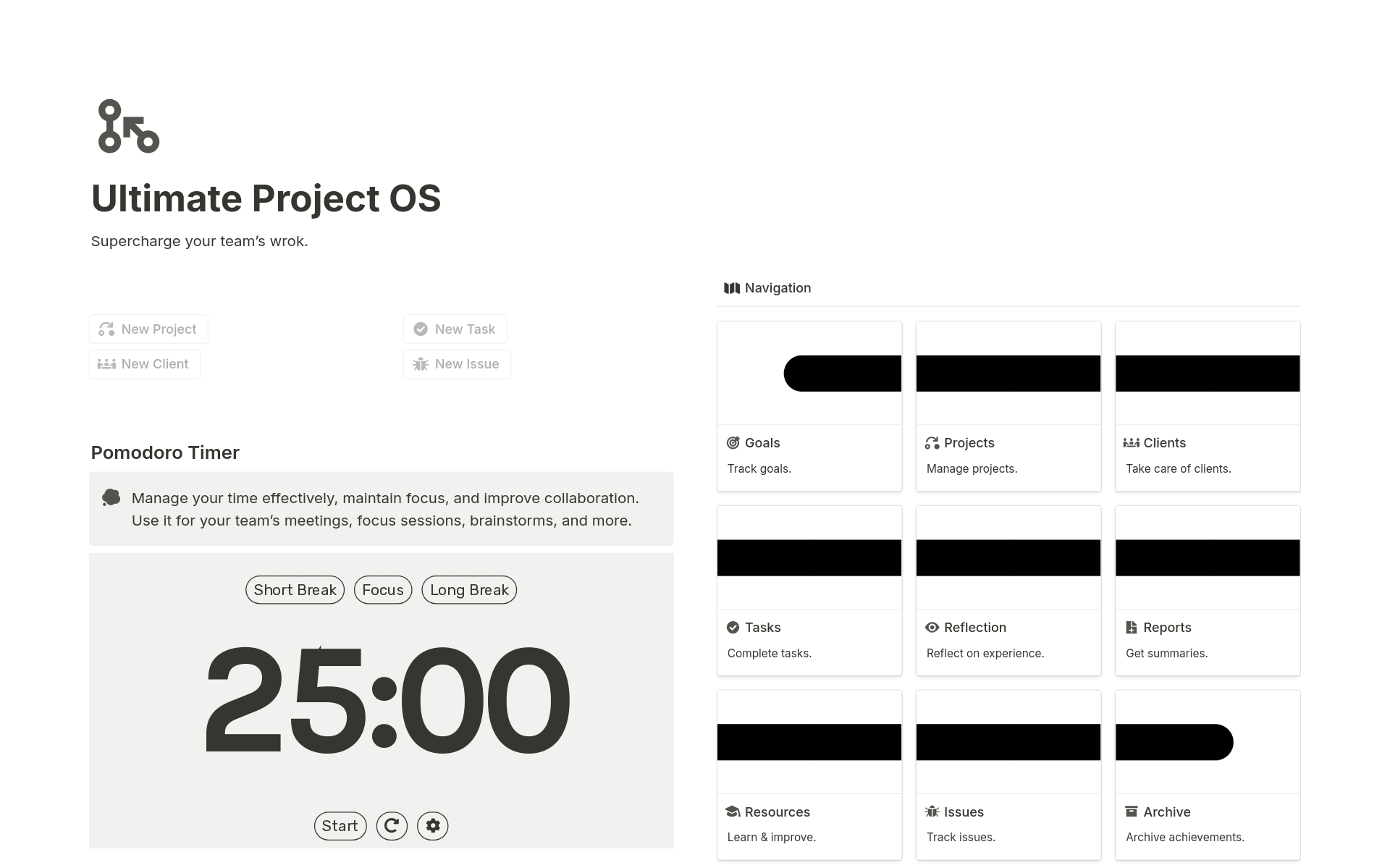 A template preview for Ultimate Project OS