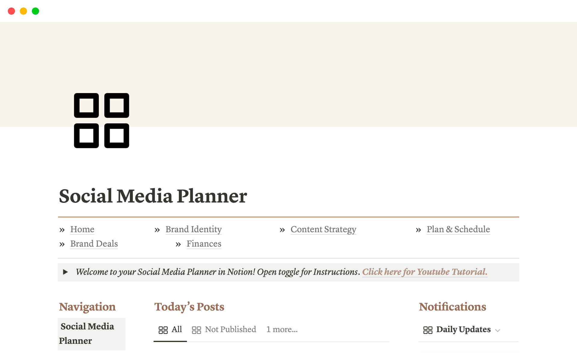 A template preview for Social Media Planner for Content Creators