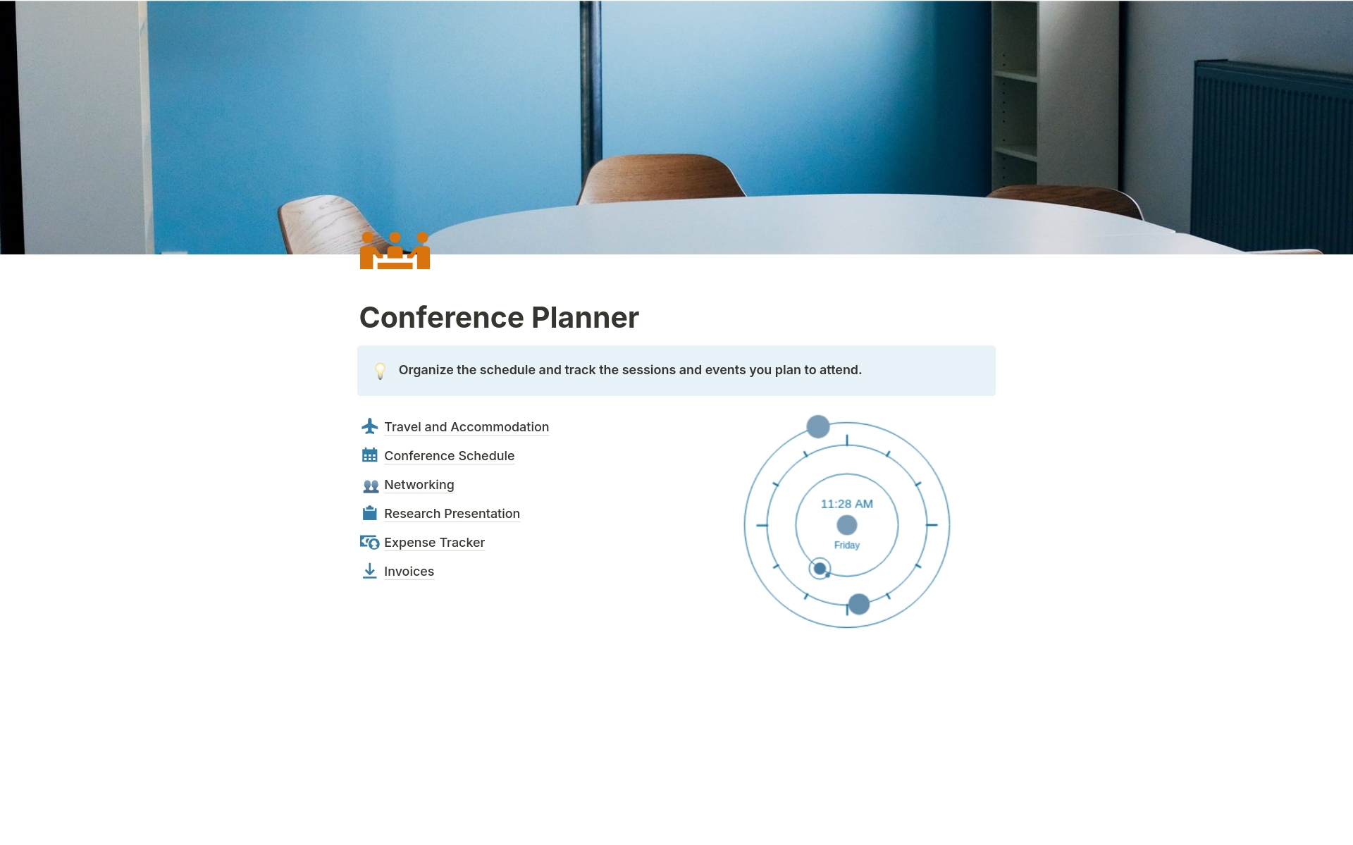 A template preview for Conference Planner