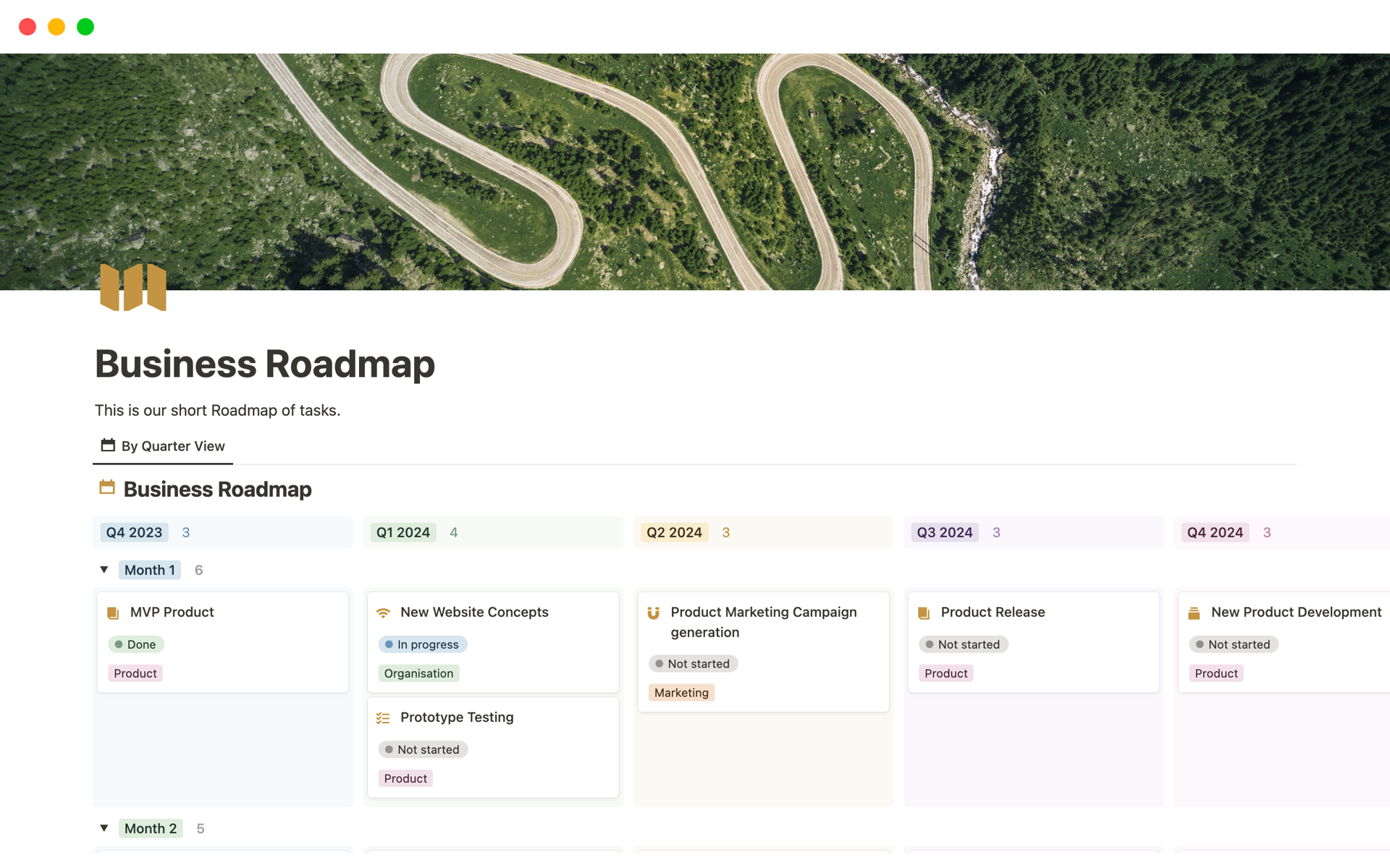 A template preview for Business & Company Roadmap