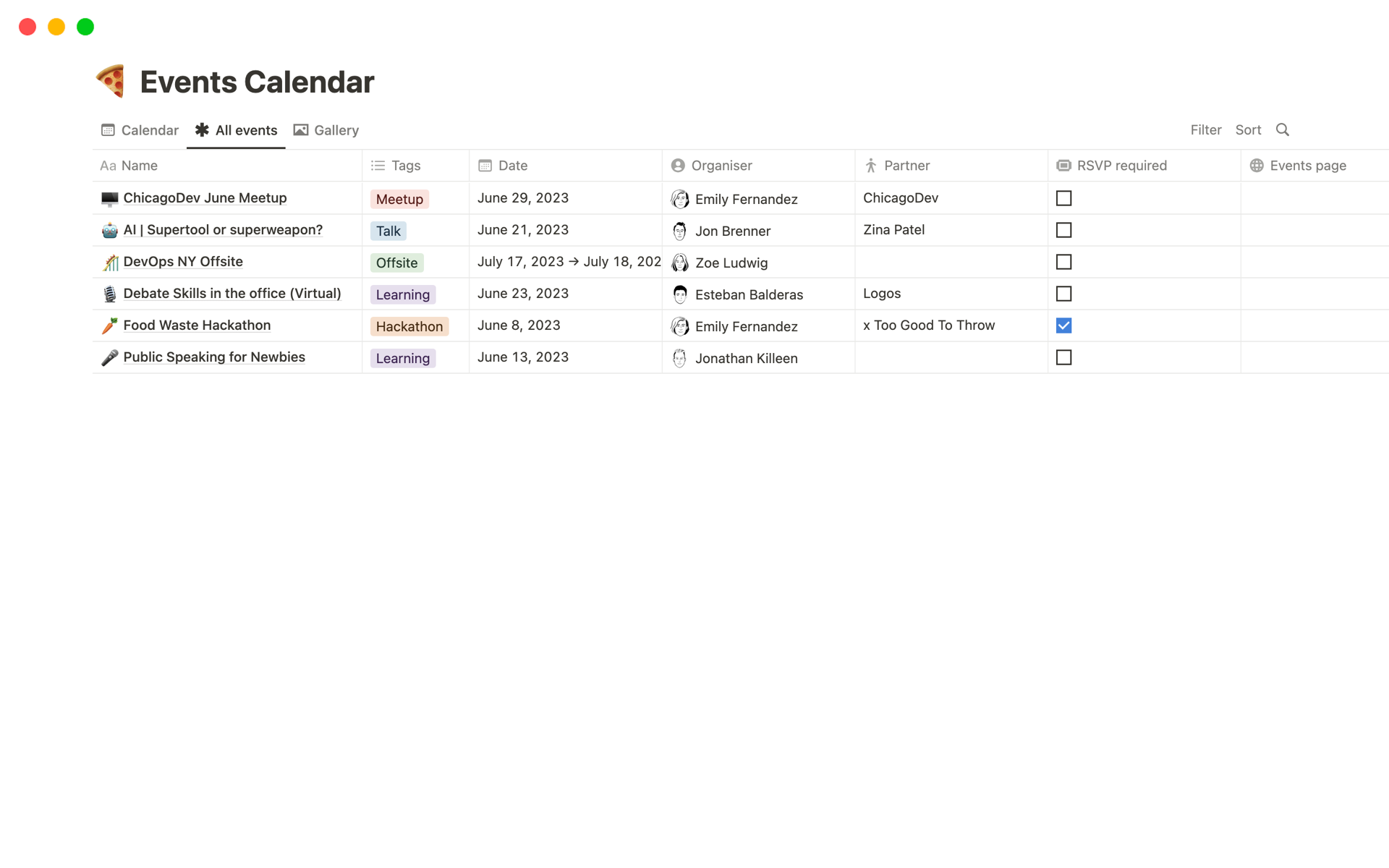 Keep your team informed and engaged with our interactive Events Calendar template.