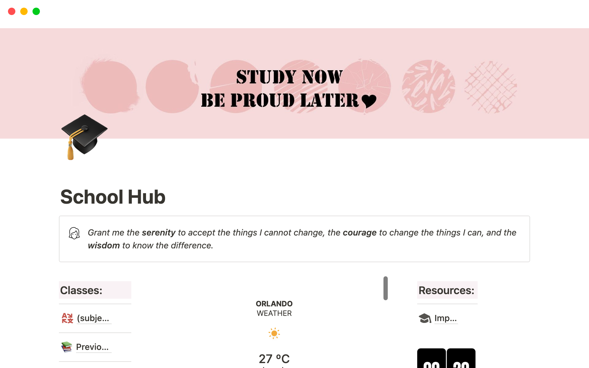 A template preview for School Hub