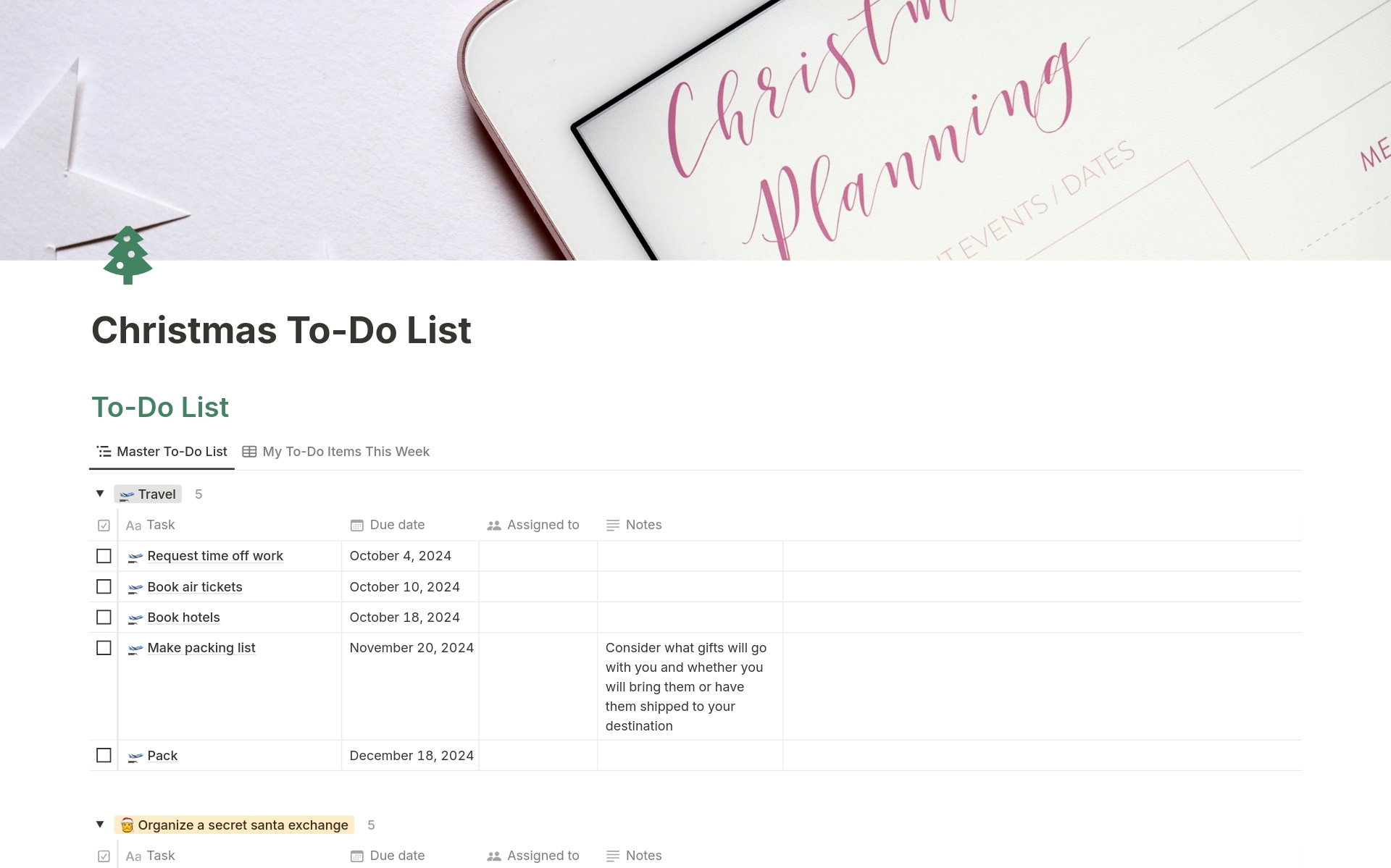 A template preview for Christmas To-Do List