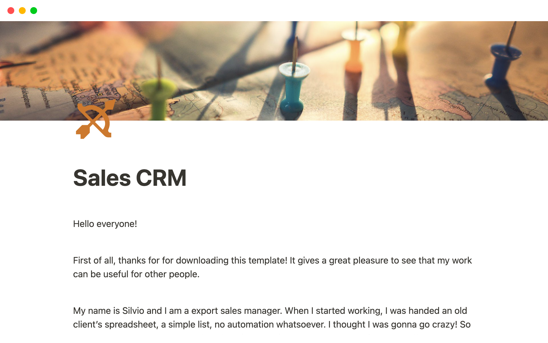 Eine Vorlagenvorschau für Sales CRM