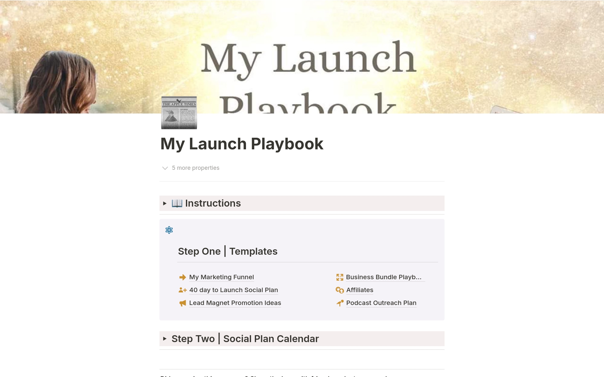 Eine Vorlagenvorschau für My Launch Playbook