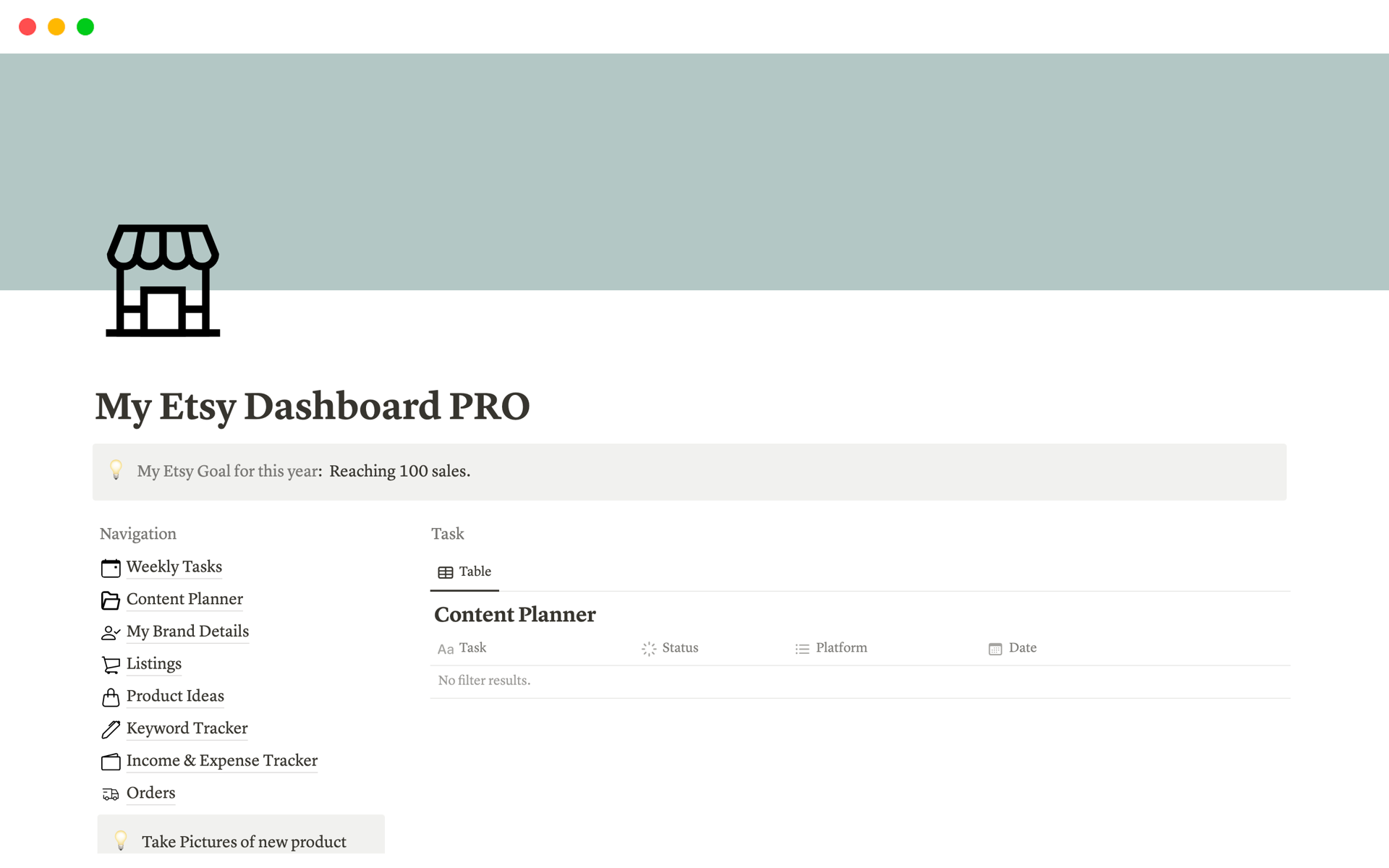 Etsy Shop Management by Greece Aberdeen Notion Template
