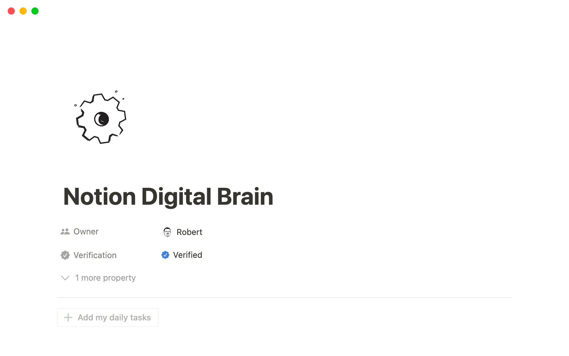En forhåndsvisning av mal for Notion Digital Brain