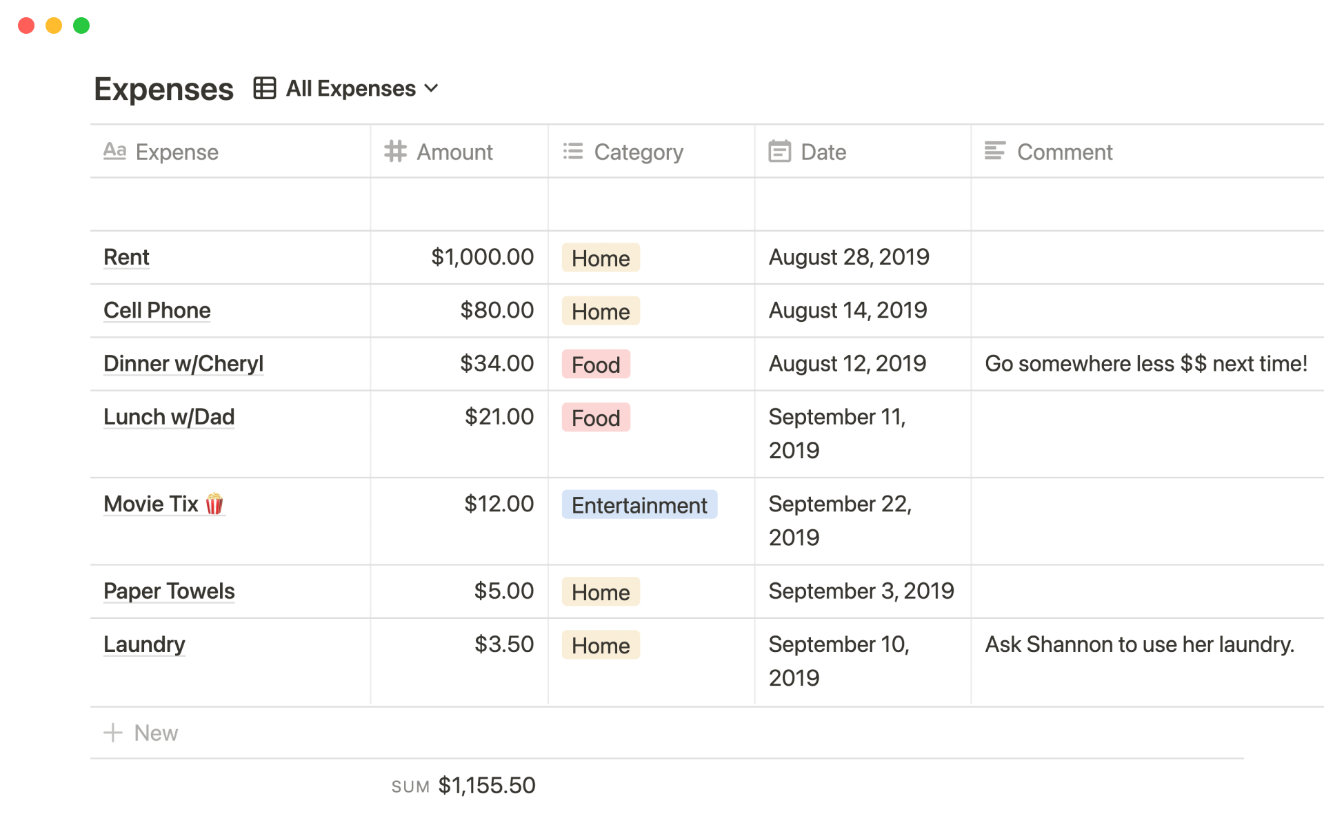 Lleva un control de tus gastos y ve cómo se comparan con un límite mensual. Visualiza los gastos por mes, por categoría o añade tu propio filtro.
