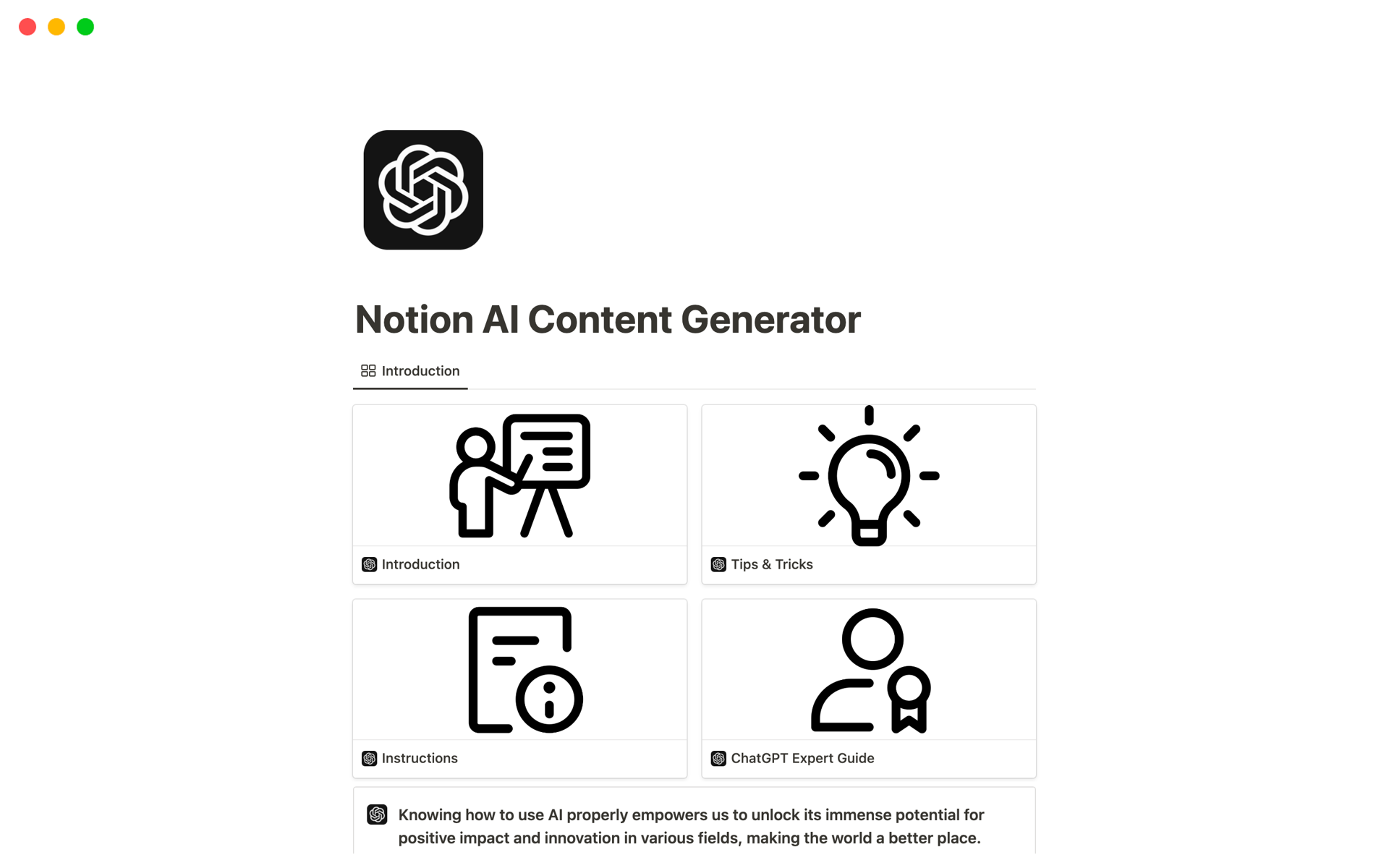 Notion AI Content Generator Template Notion Marketplace(03)