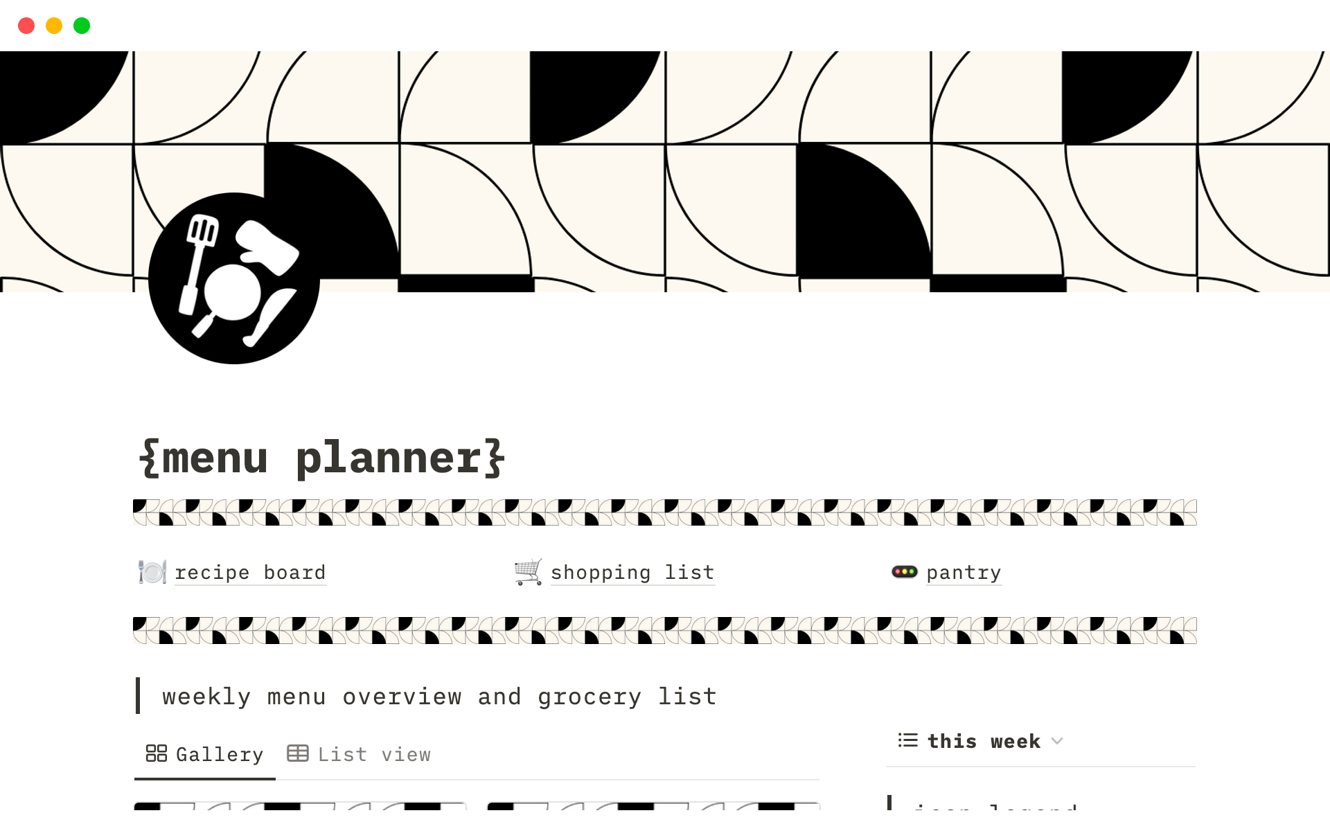Menu Planner Template Notion Marketplace