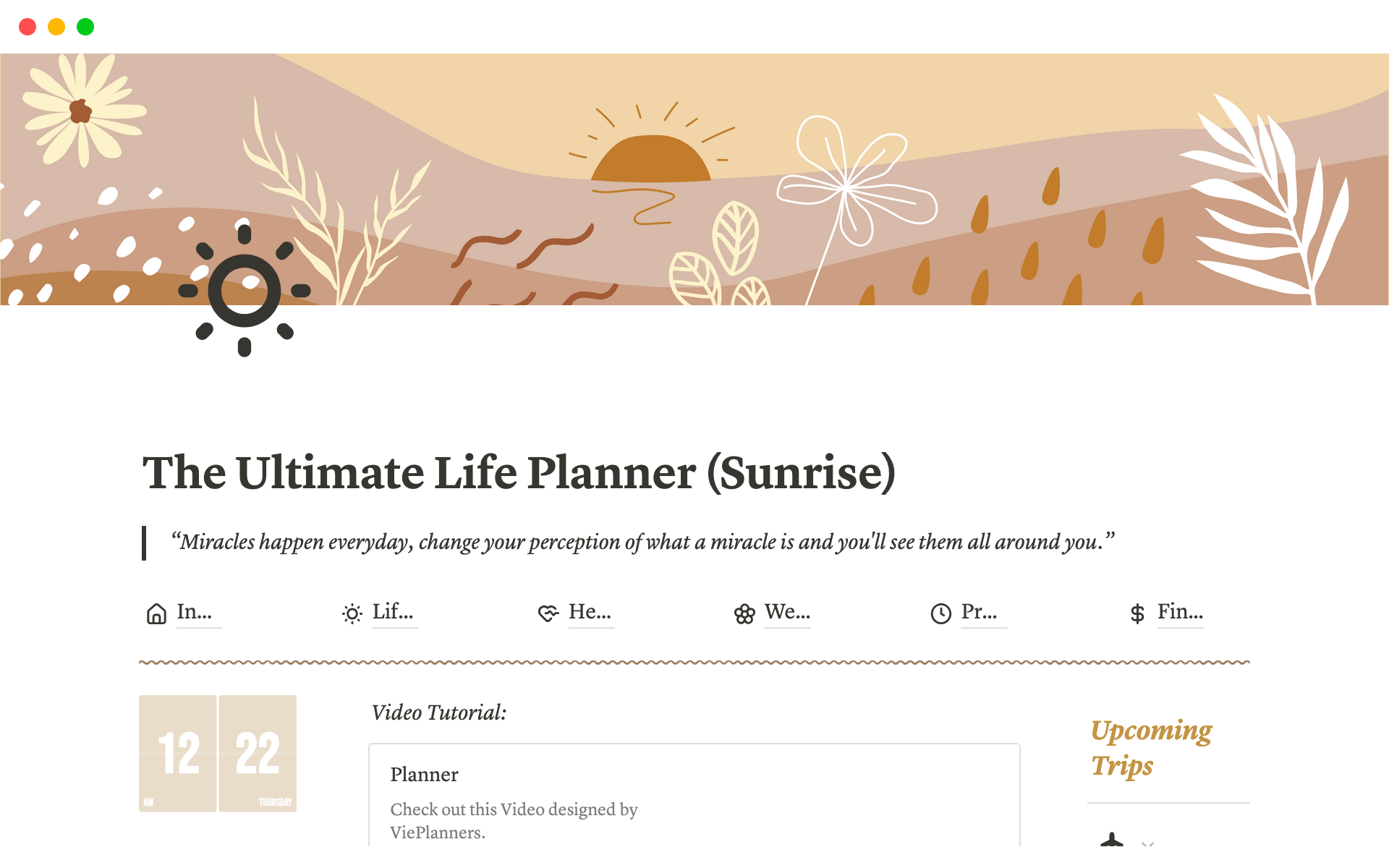 En förhandsgranskning av mallen för The Ultimate Life Planner