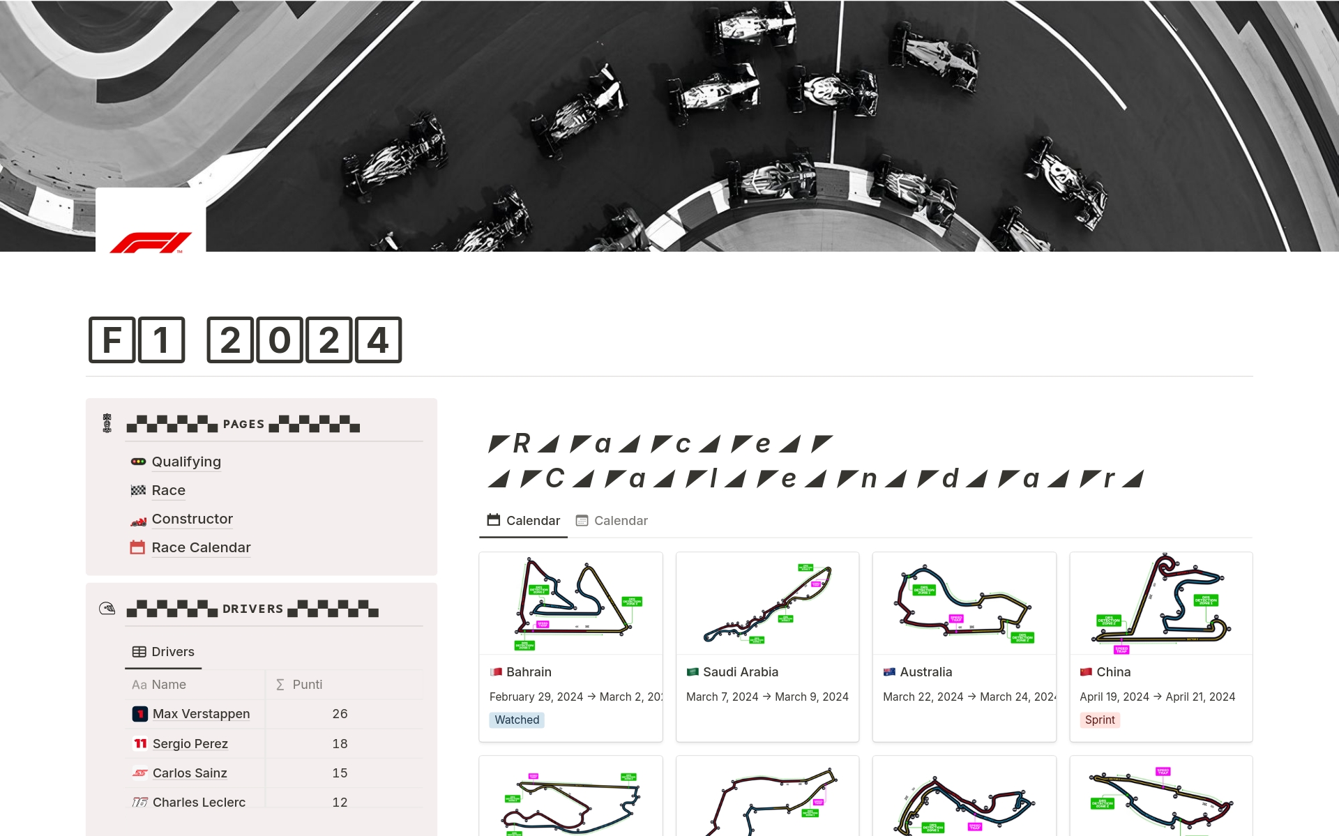 Race journey for the 2024 Formula 1 season, track the results of every qualifying, race and sprint race.