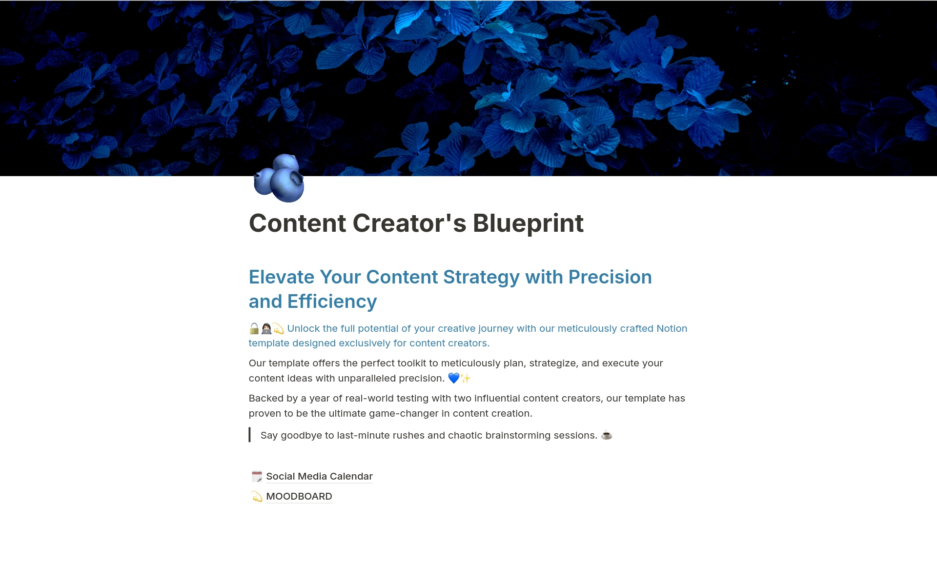 A template preview for Content Creator's Blueprint