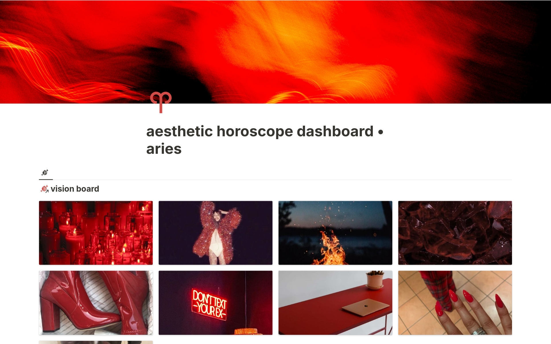 A template preview for aesthetic horoscope dashboard • aries