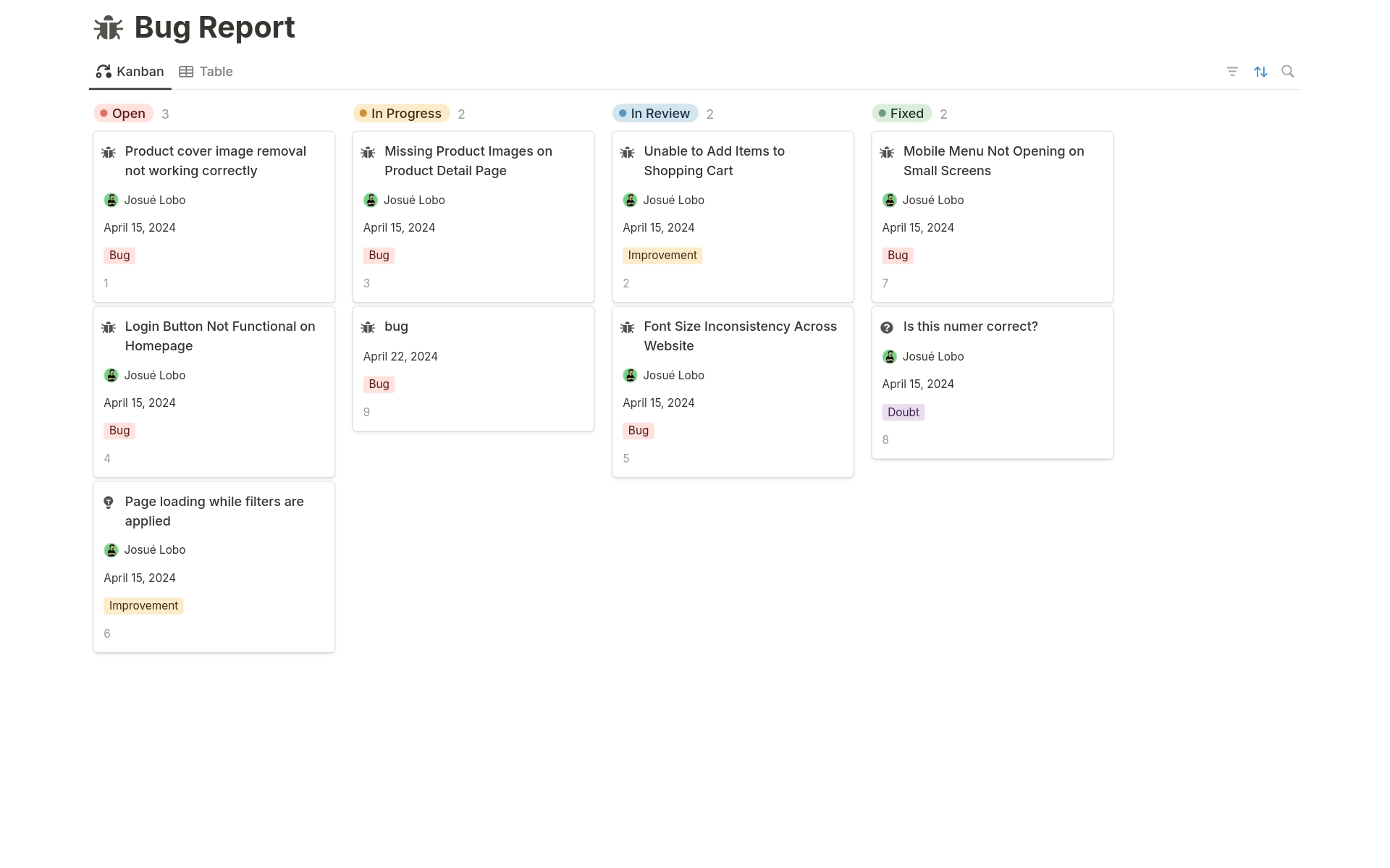 Streamline bug tracking with our Notion Bug Report Tracker Template. Track issues, visualize status, customize workflows, and access on mobile. Features include stats, customization options, and a "Close Issue" button.