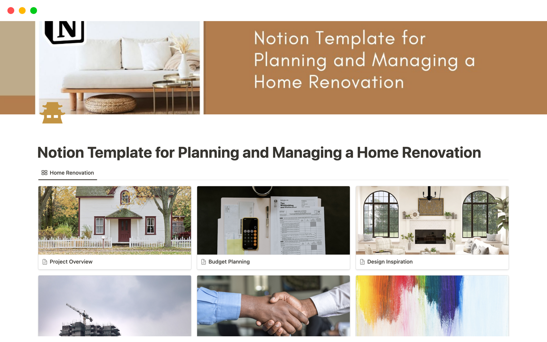 Transform your home renovation experience with our comprehensive Notion template. 