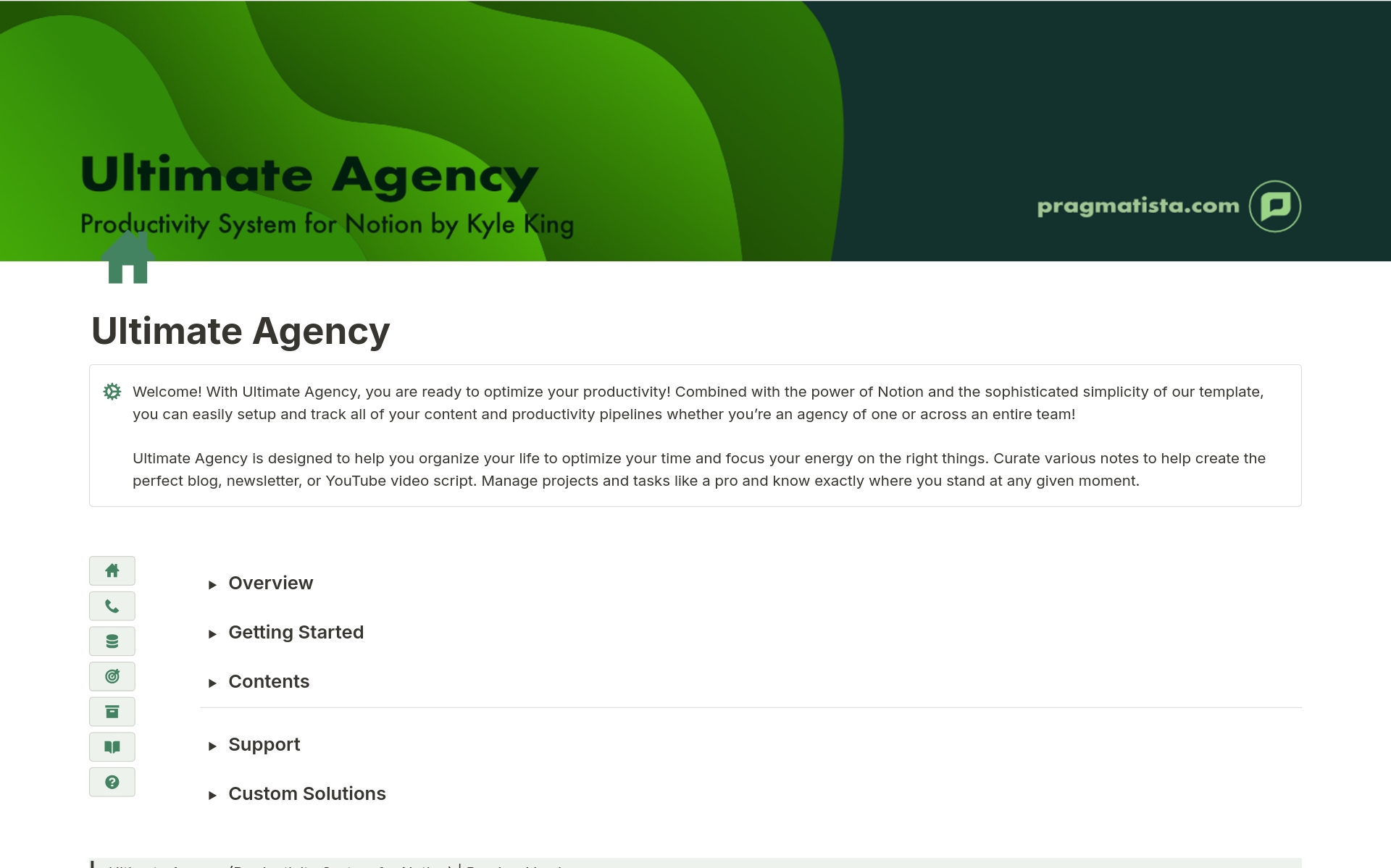 Eine Vorlagenvorschau für Ultimate Agency