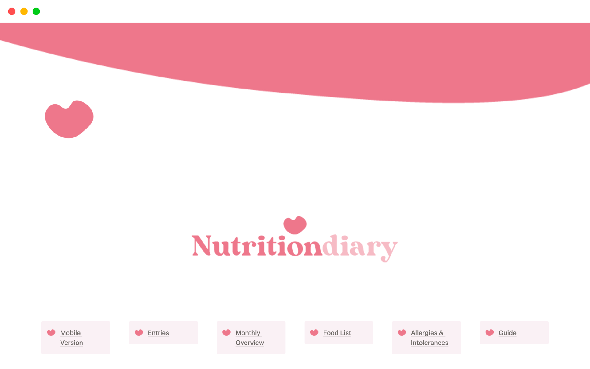 A template preview for  Nutrition Diary