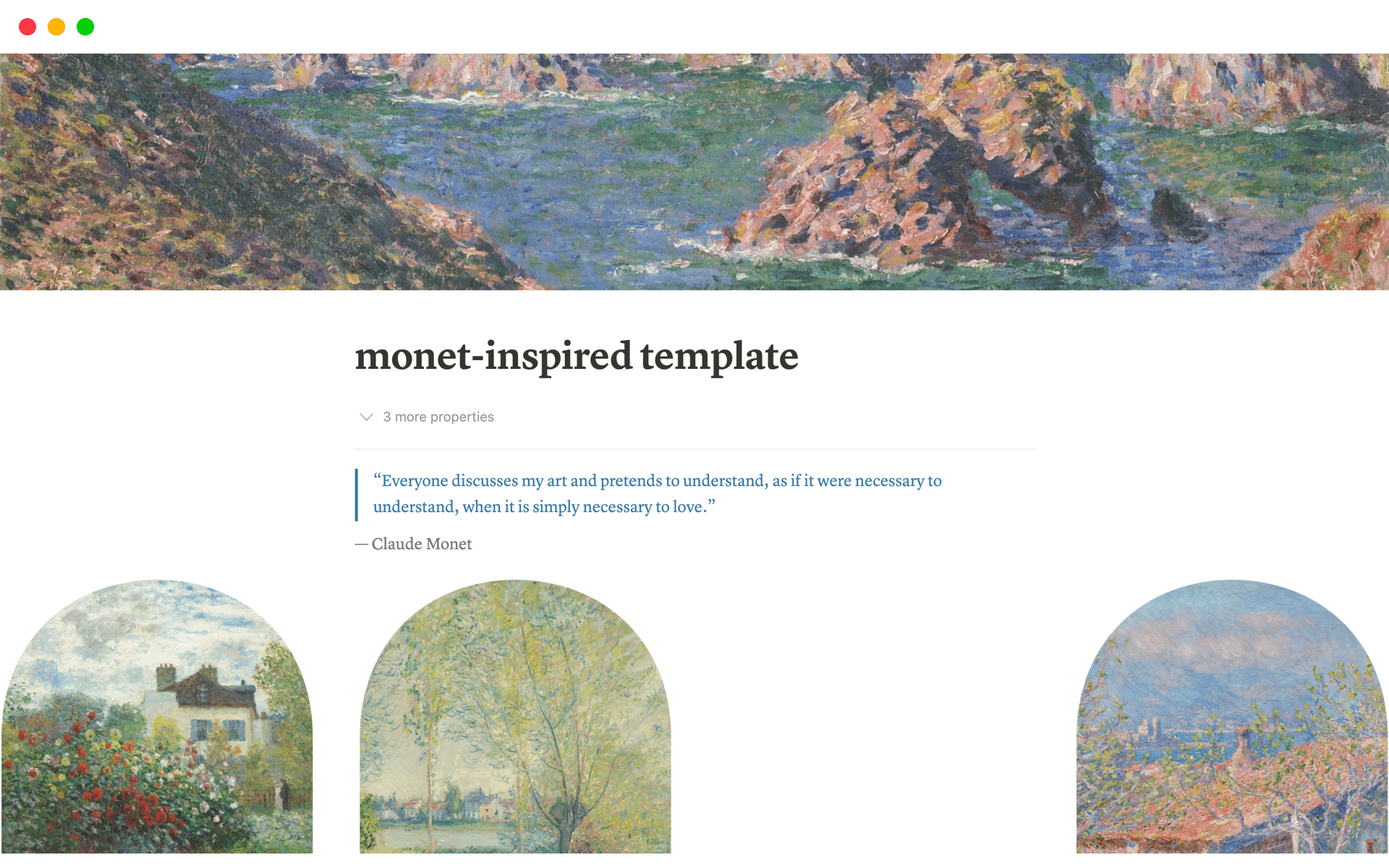 Eine Vorlagenvorschau für Monet-inspired Dashboard